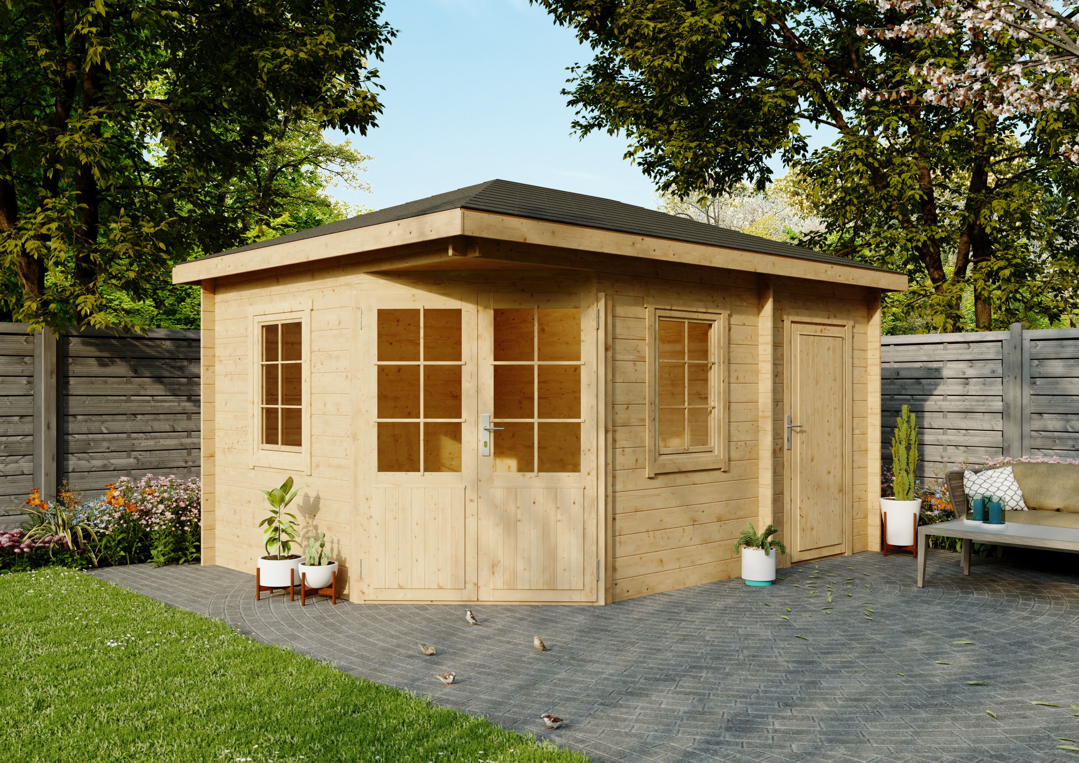 Fjordholz 5-Eck Holzgartenhaus Modell Evelyn 3D | 3x3m Unkategorisiert online kaufen