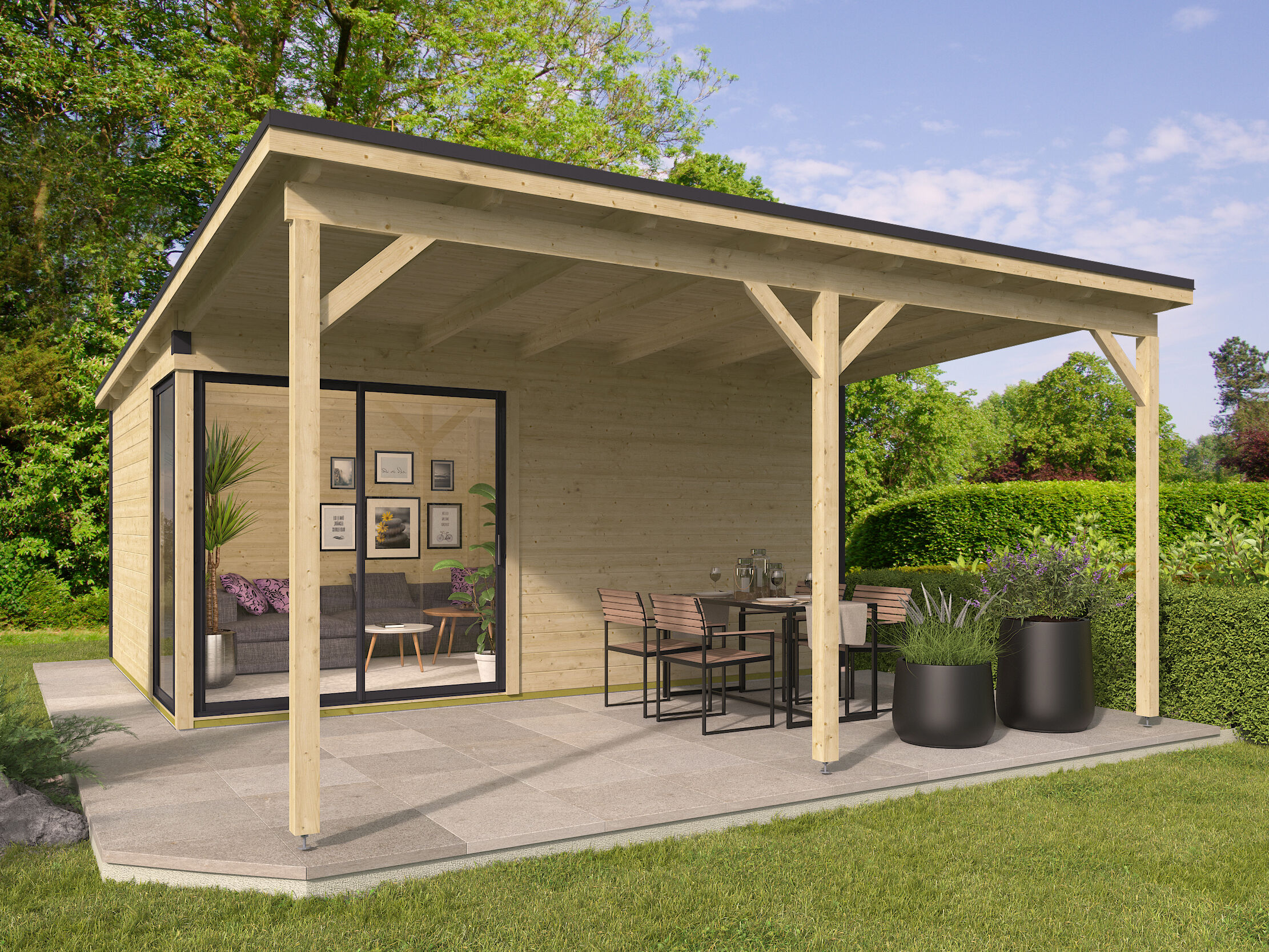 Fjordholz Holzgartenhaus Modell Amrum-5 mit Vordach | 5x4m Unkategorisiert online kaufen