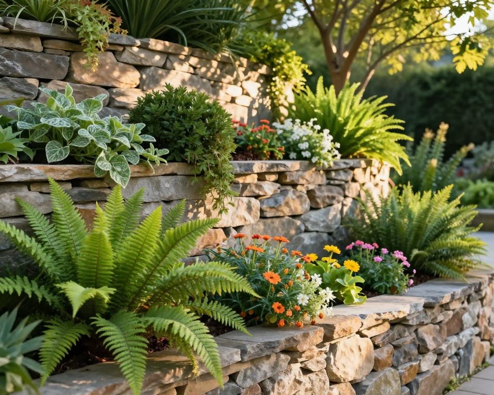 Pflege bepflanzter Natursteinmauer