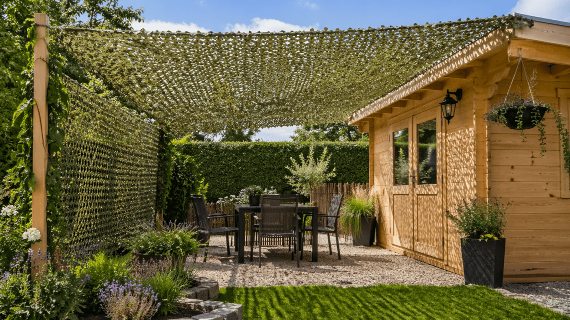 Tarnnetz im Garten – Flexibler Sicht- und Sonnenschutz für Terrasse & Gartenhaus