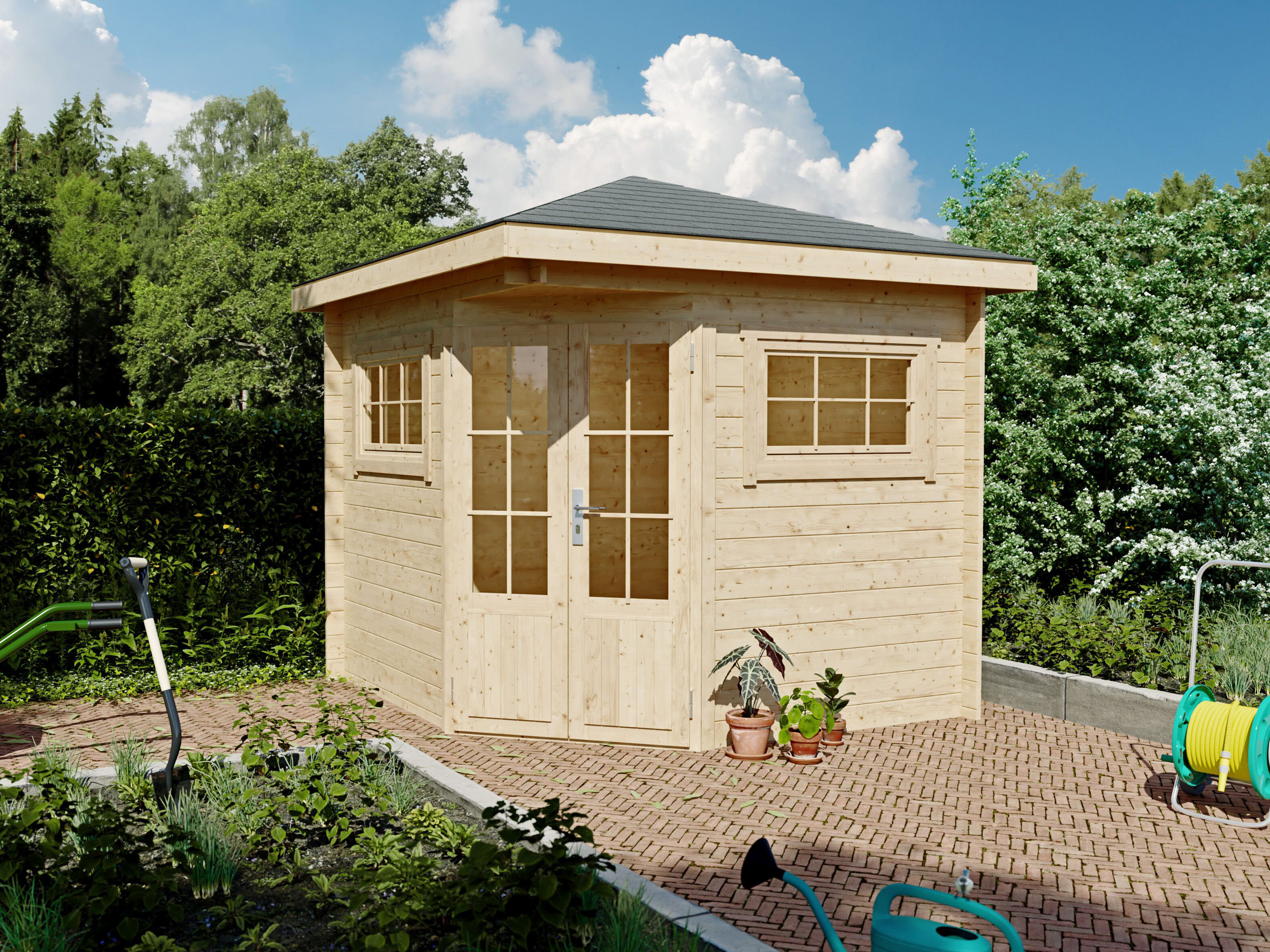 Fjordholz 5-Eck Holzgartenhaus Modell Evelyn 2A | 3x3m