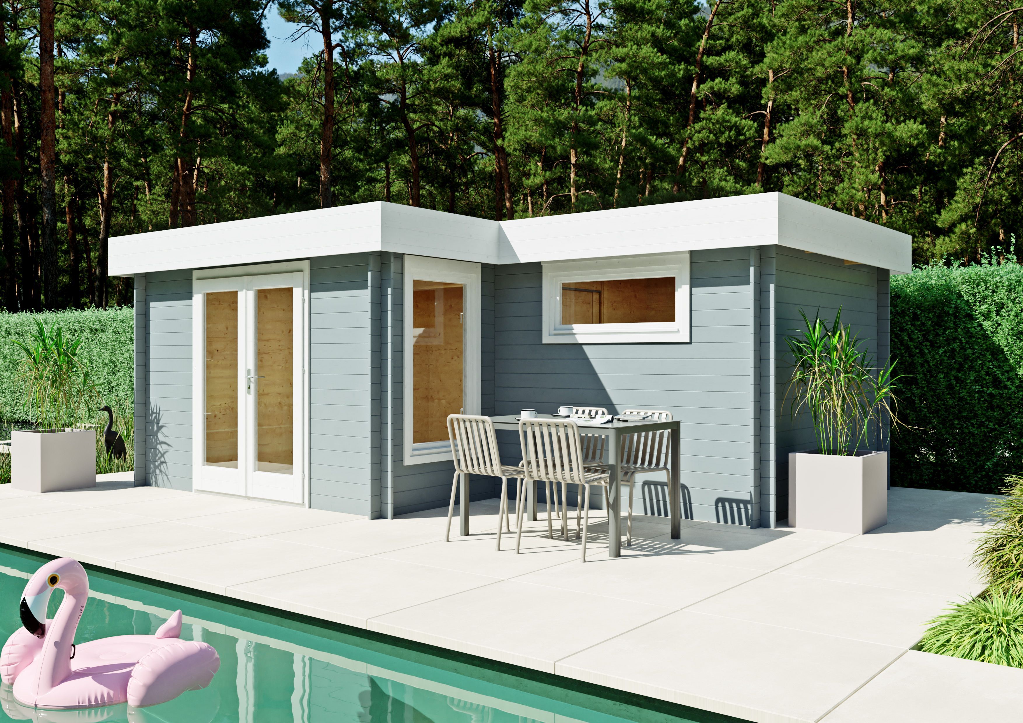 Fjordholz Flachdach Holzgartenhaus Modell Tobi 28 A | 6x4m