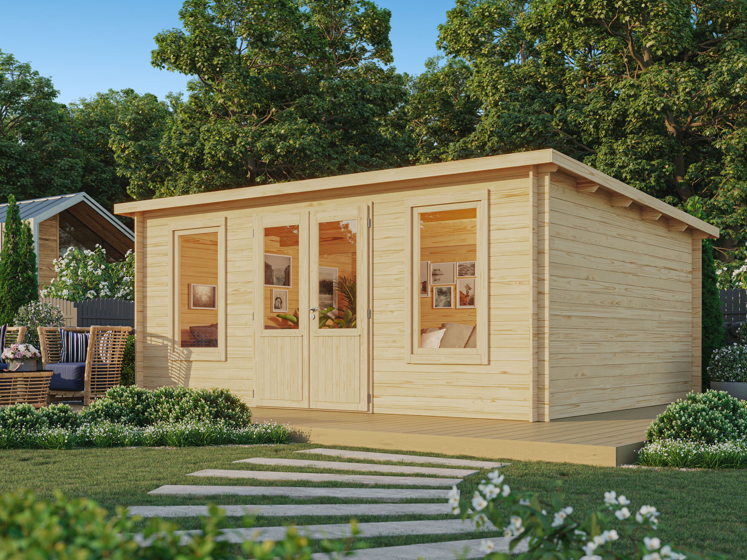 Fjordholz Pultdach Holzgartenhaus Modell Rex 28 A | 5x3m