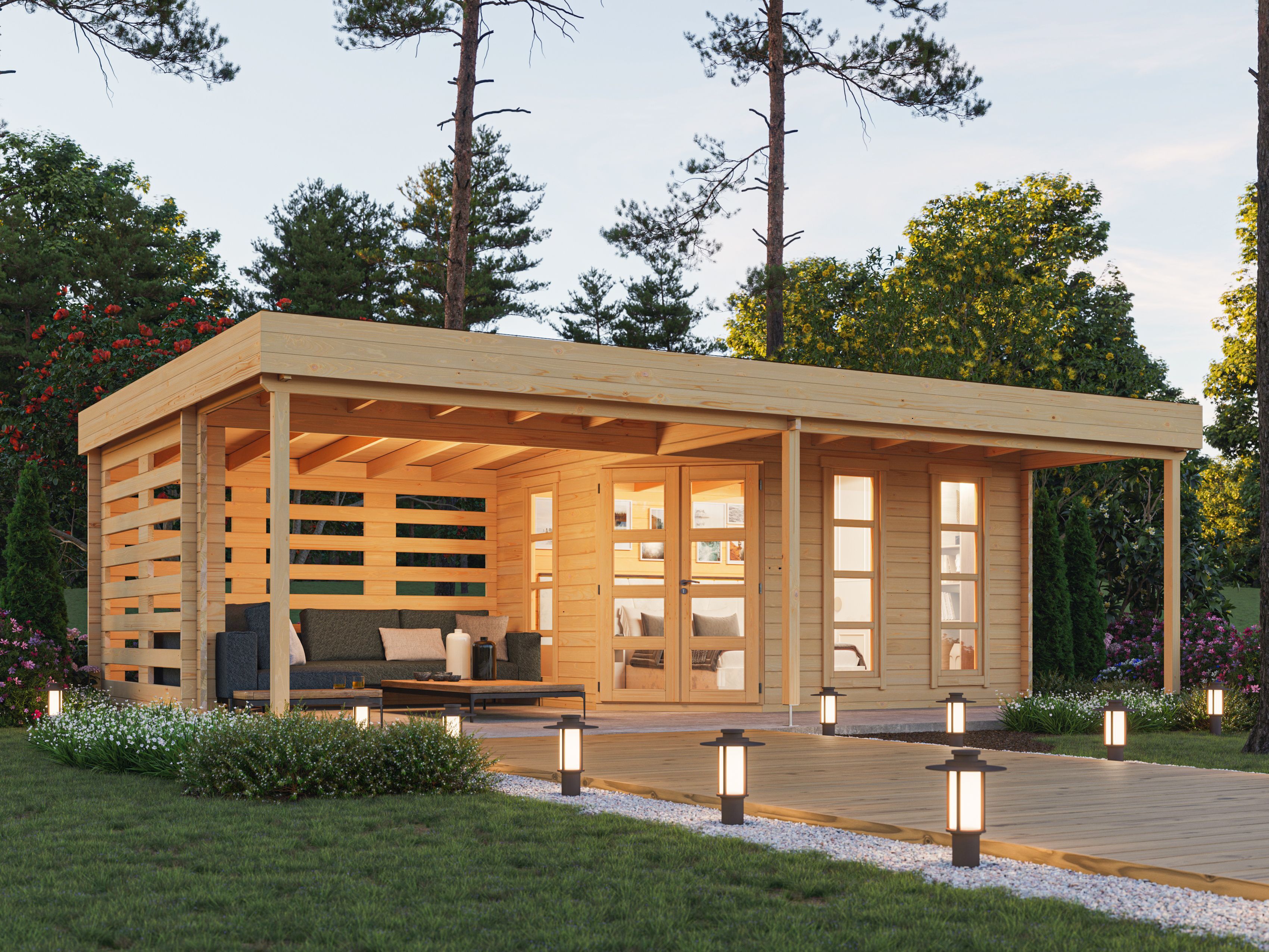 Fjordholz Flachdach Holzgartenhaus Modell Susan 44 | 6x4m