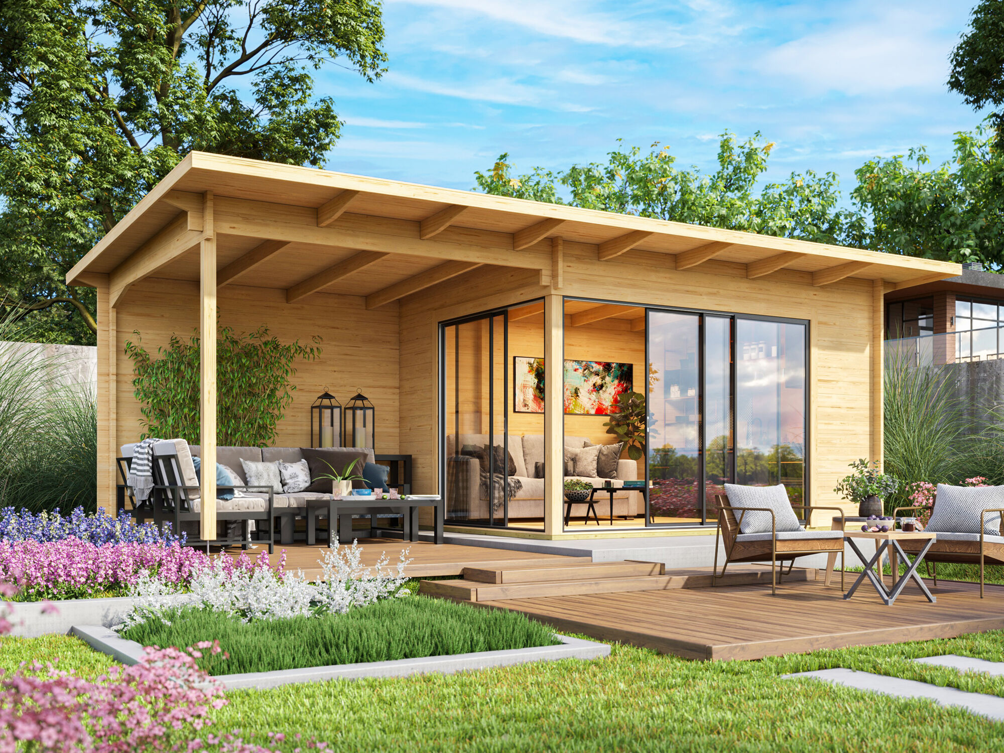 Fjordholz Holzgartenhaus Modell Starla 70 C Premium | 7x4m