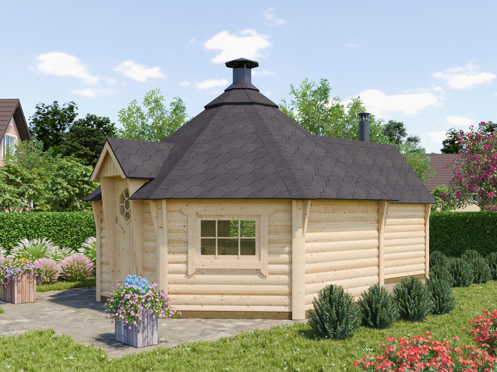 Fjordholz Grillkota mit Saunaraum Modell Finn 17+4 | 6x4m