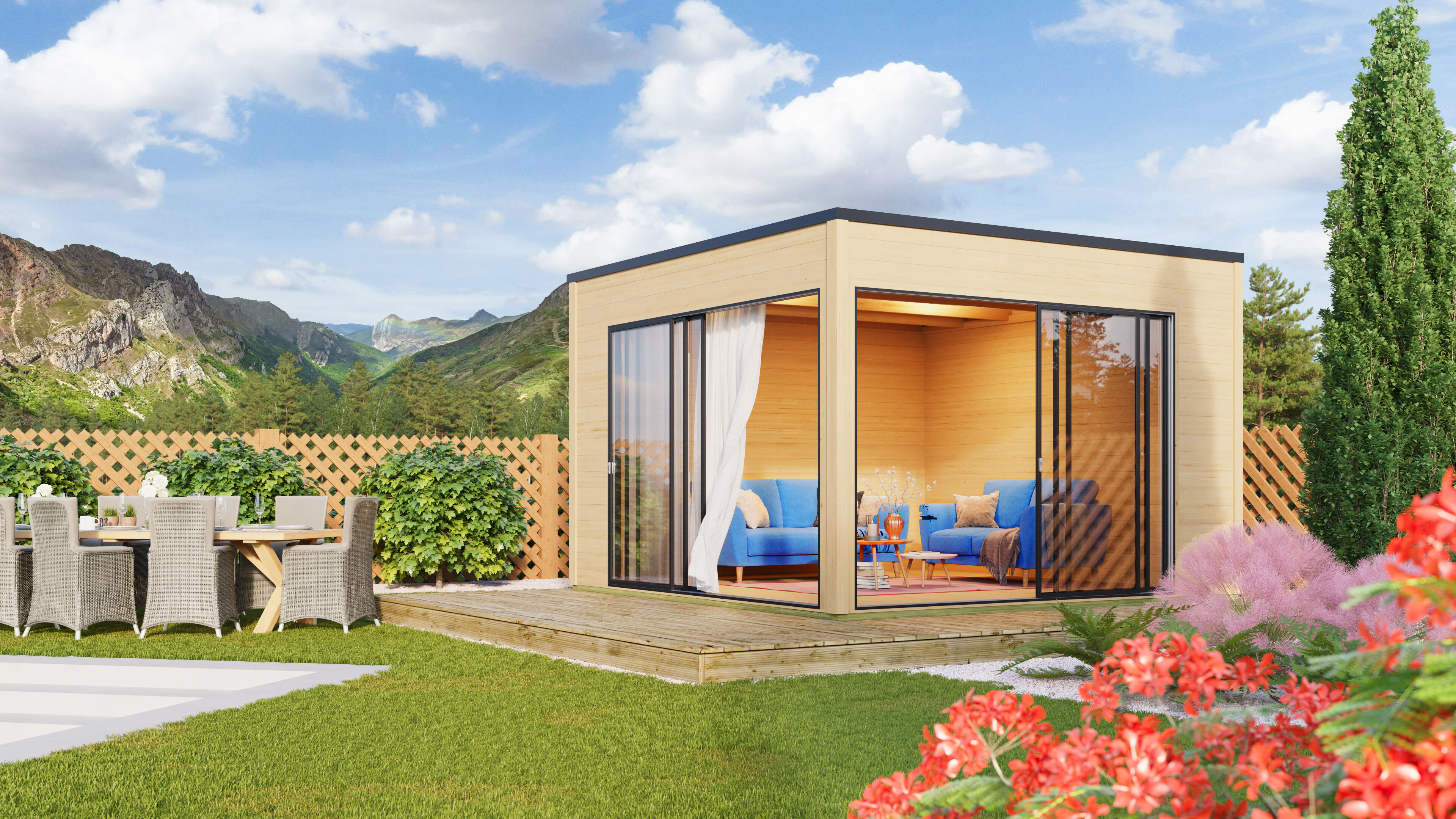 Fjordholz Holzgartenhaus Modell Q-BIC Alu 70 B | 4x4m