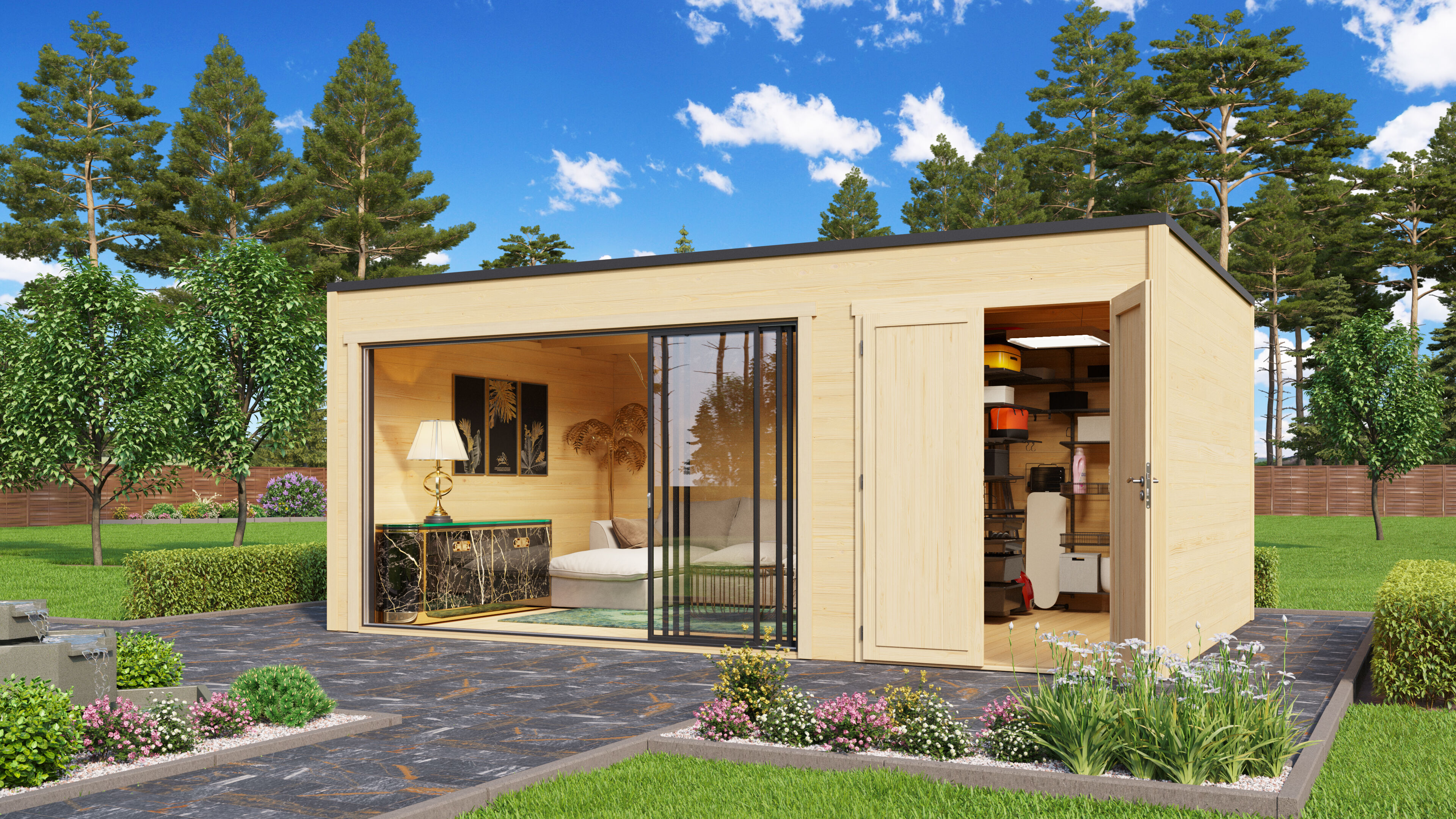 Fjordholz Holzgartenhaus Modell Q-BIC Alu 44 H | 6x4m