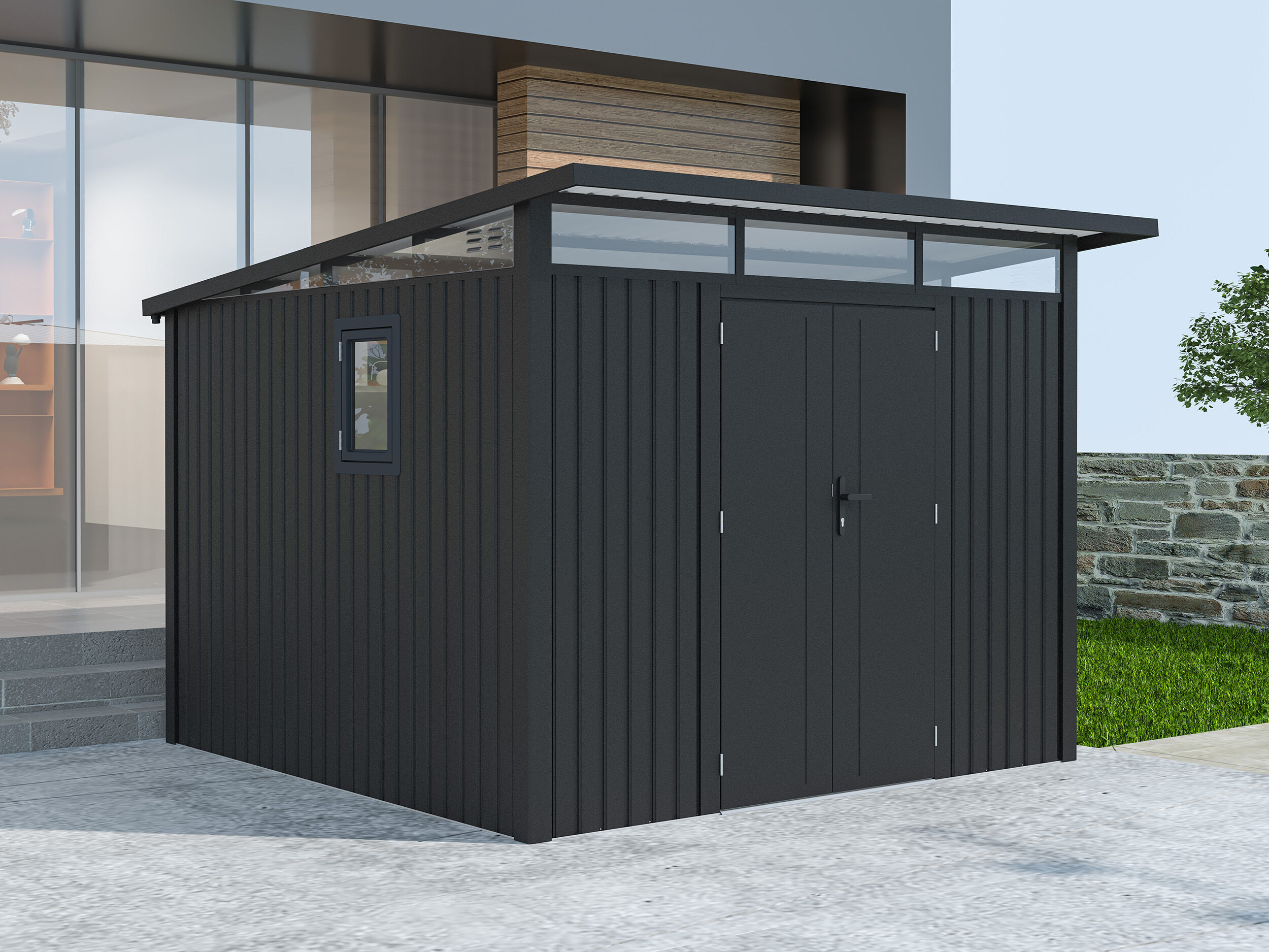 Metall Geräteschuppen Modell Skylight 7,56 m² Anth | 3x3m