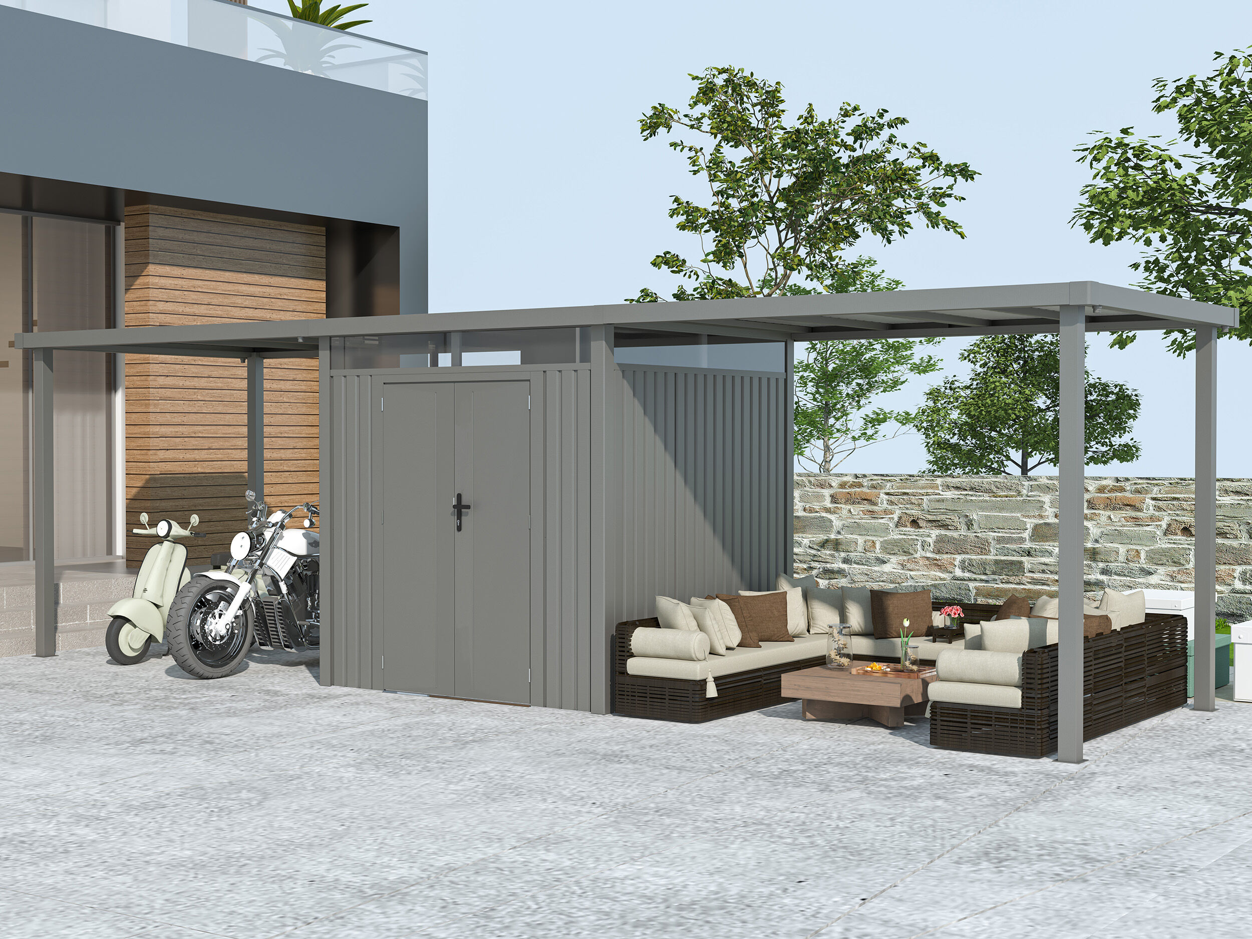 Metall Gerätehaus Modell Style 4,45 m² Spar-Set 3 | 4x3m