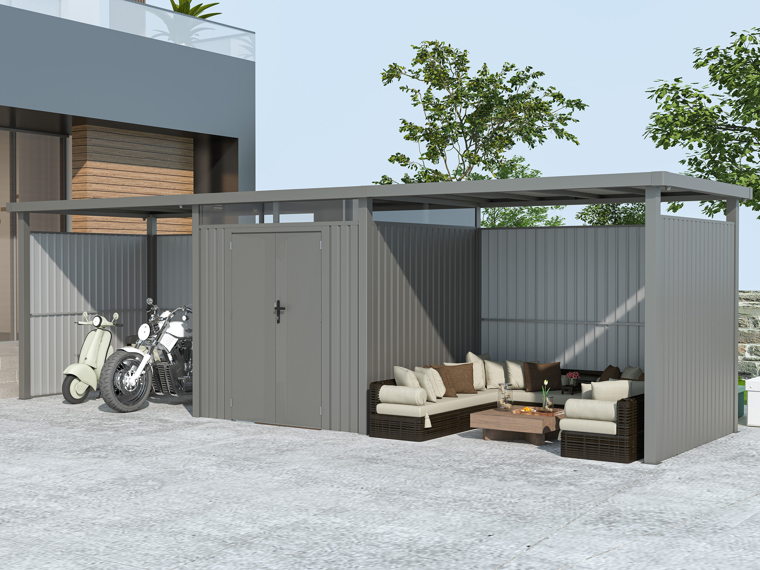 Metall Gerätehaus Modell Style 4,45 m² Spar-Set 4 | 3x2m