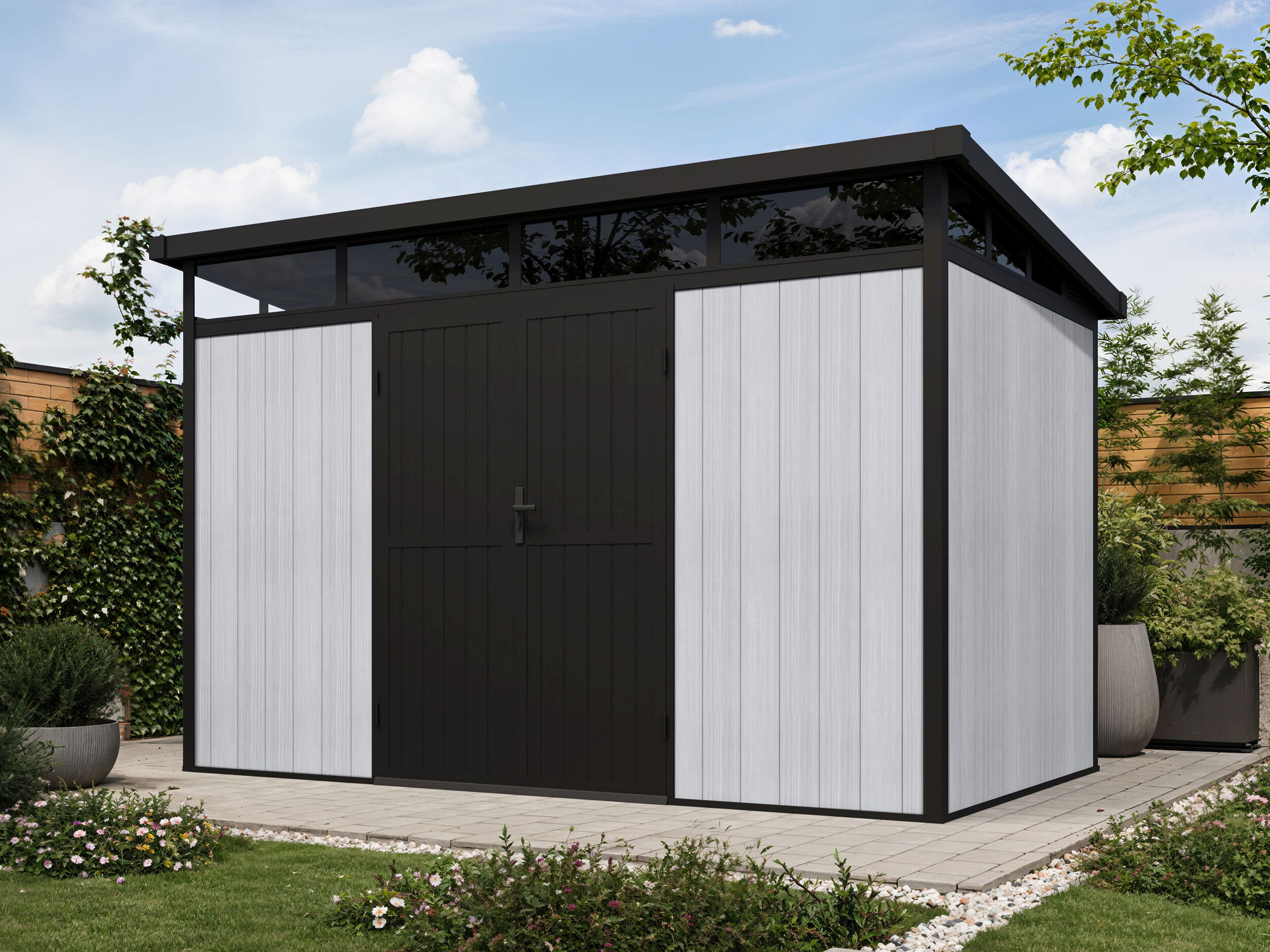 WPC Holzgartenhaus Modell Skylight Pent 7,40 m² | 3x2m
