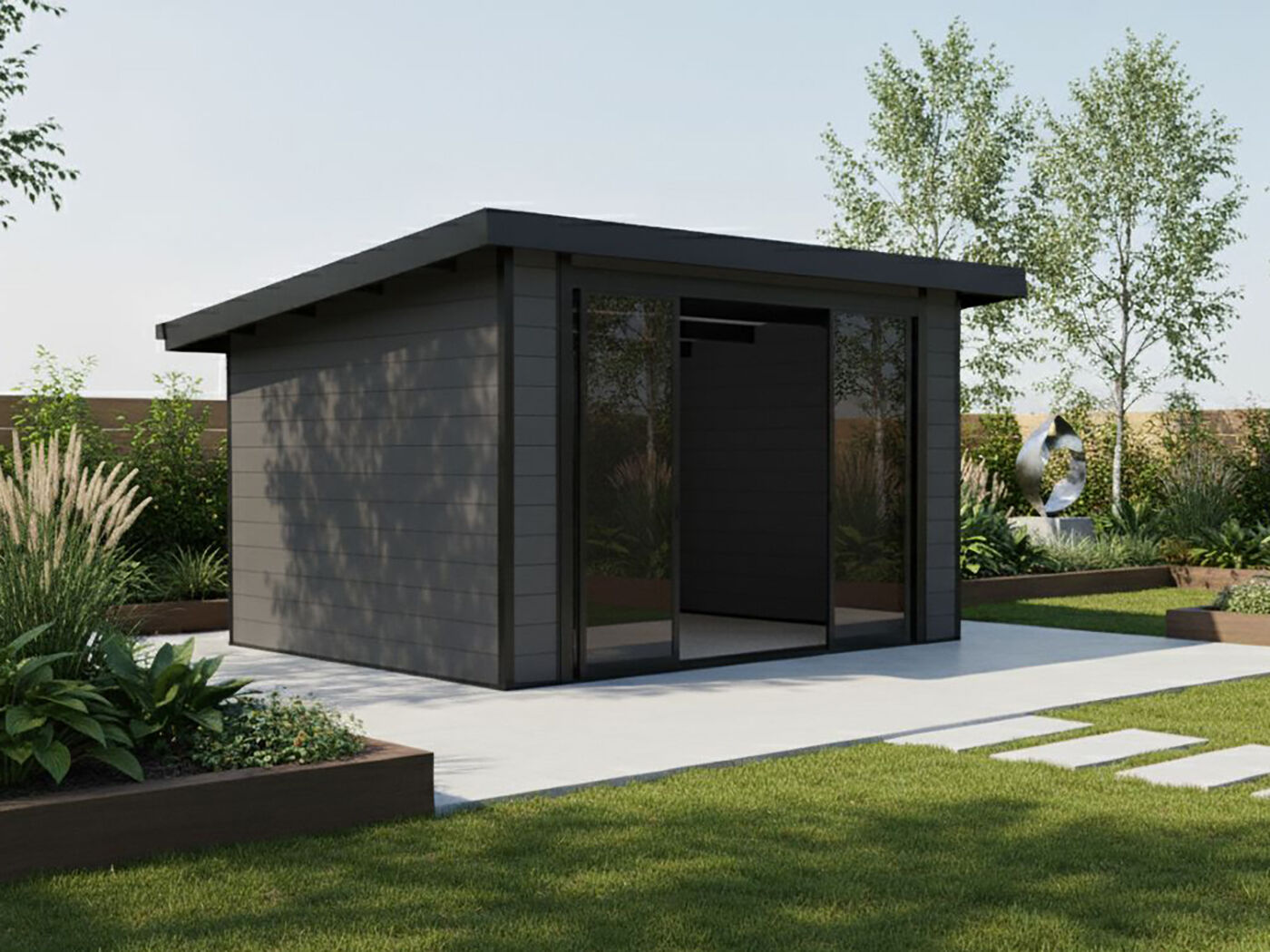 WPC Holzgartenhaus Modell Sunshine Slide 12 m² | 4x3m