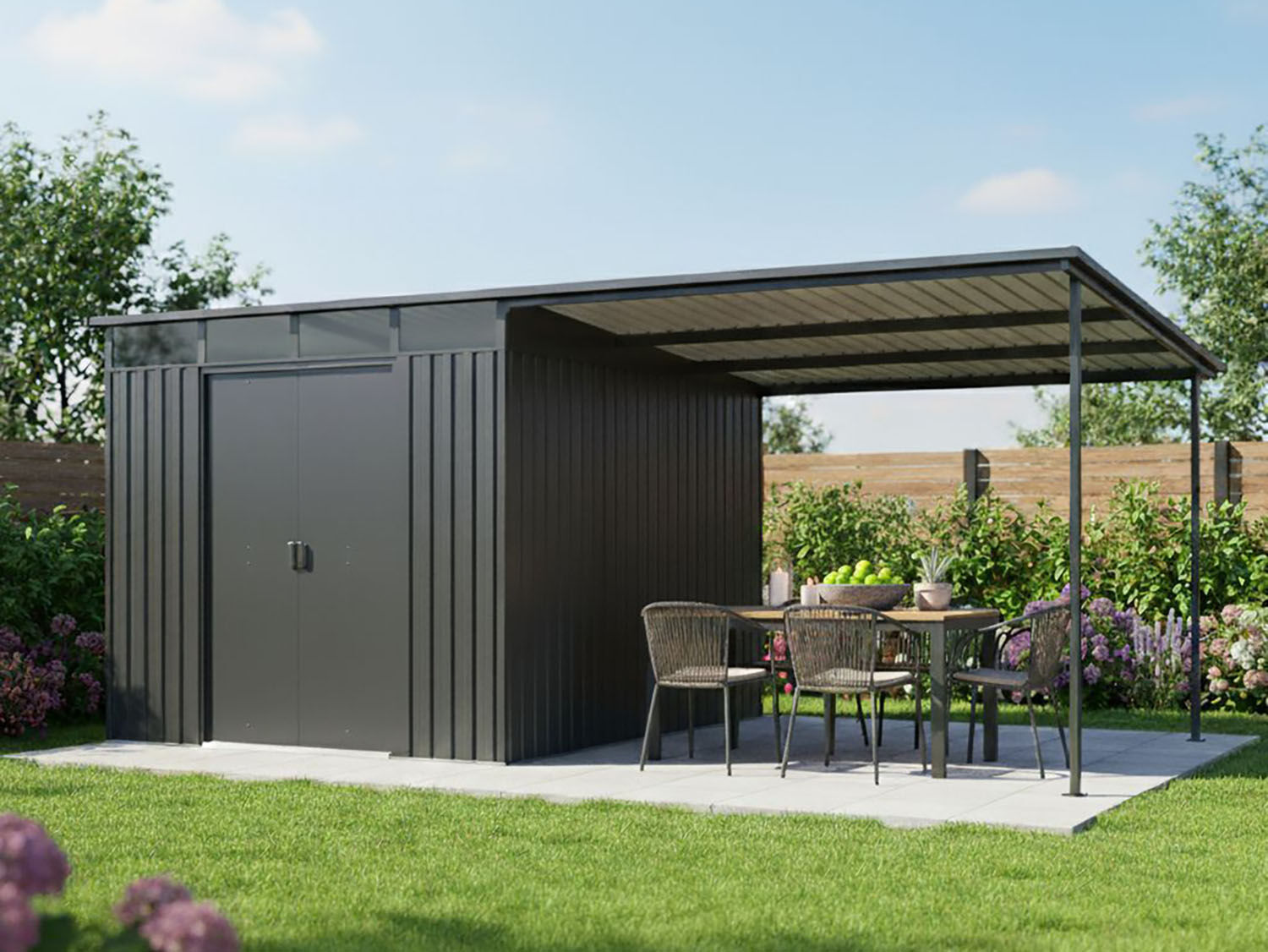 Metall Gerätehaus Modell Lübeck 12,36 m² | 4x3m