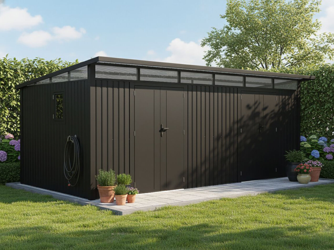 Metall Gerätehaus Modell Skylight 2-Raum  15,18 m² | 5x3m