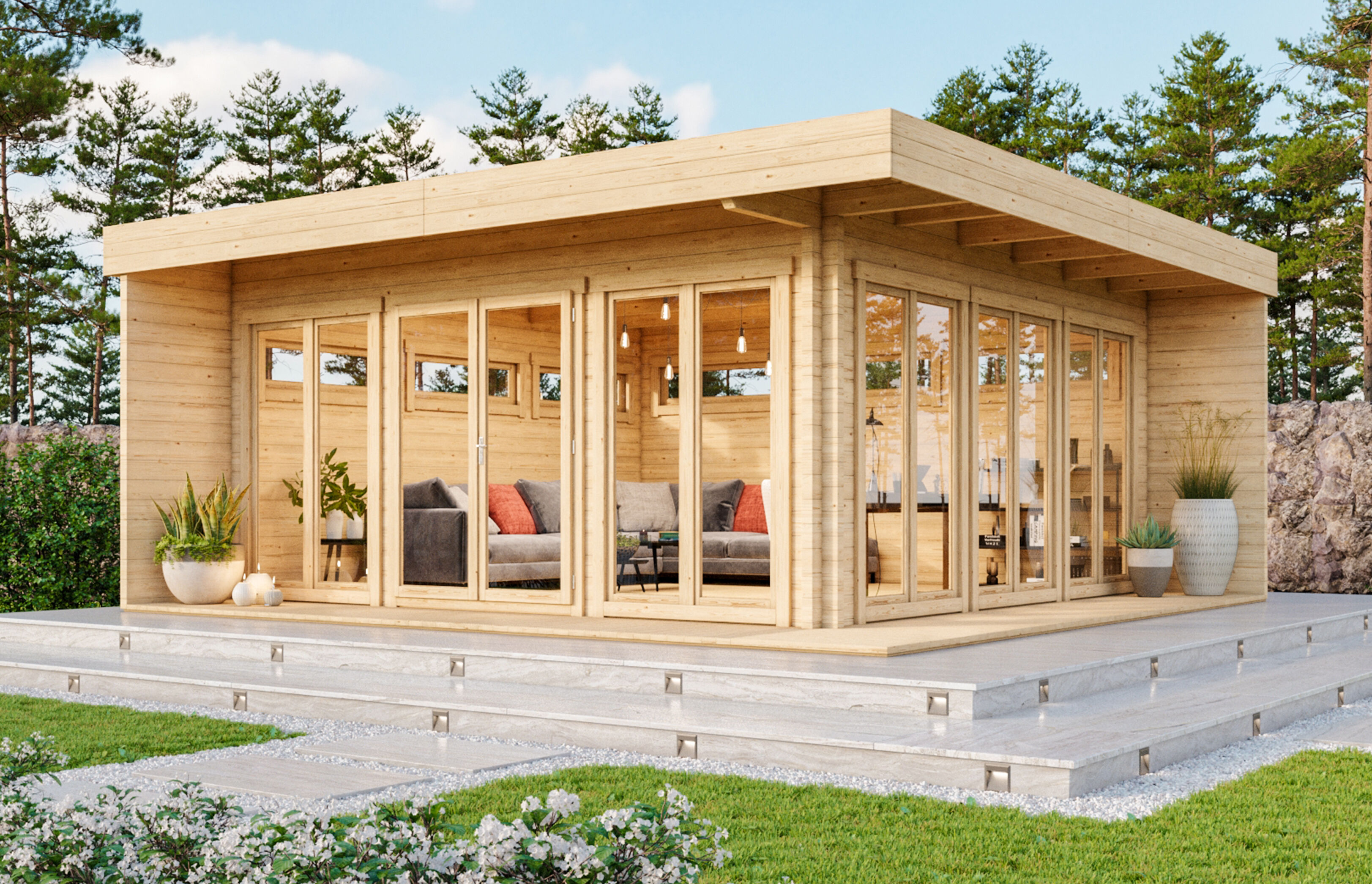 Fjordholz Gartenlounge Modell Mila 44 | 6x6m