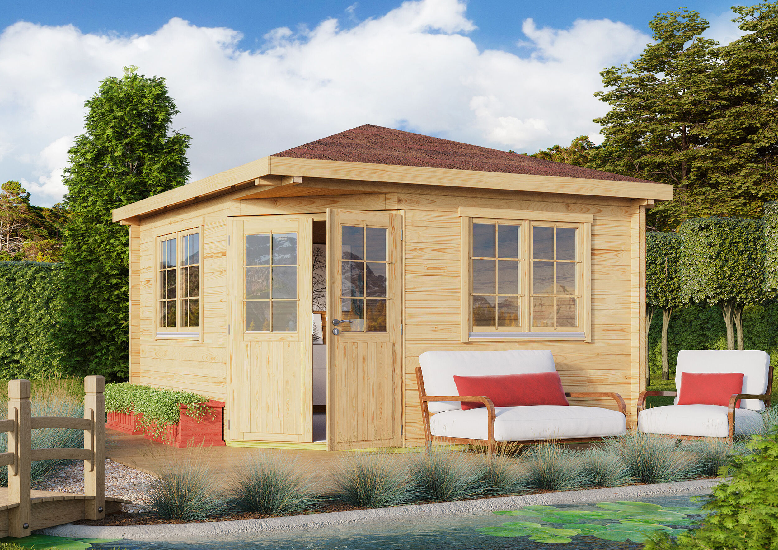 Fjordholz Holzgartenhaus Modell Fargo 70 A | 4x4m