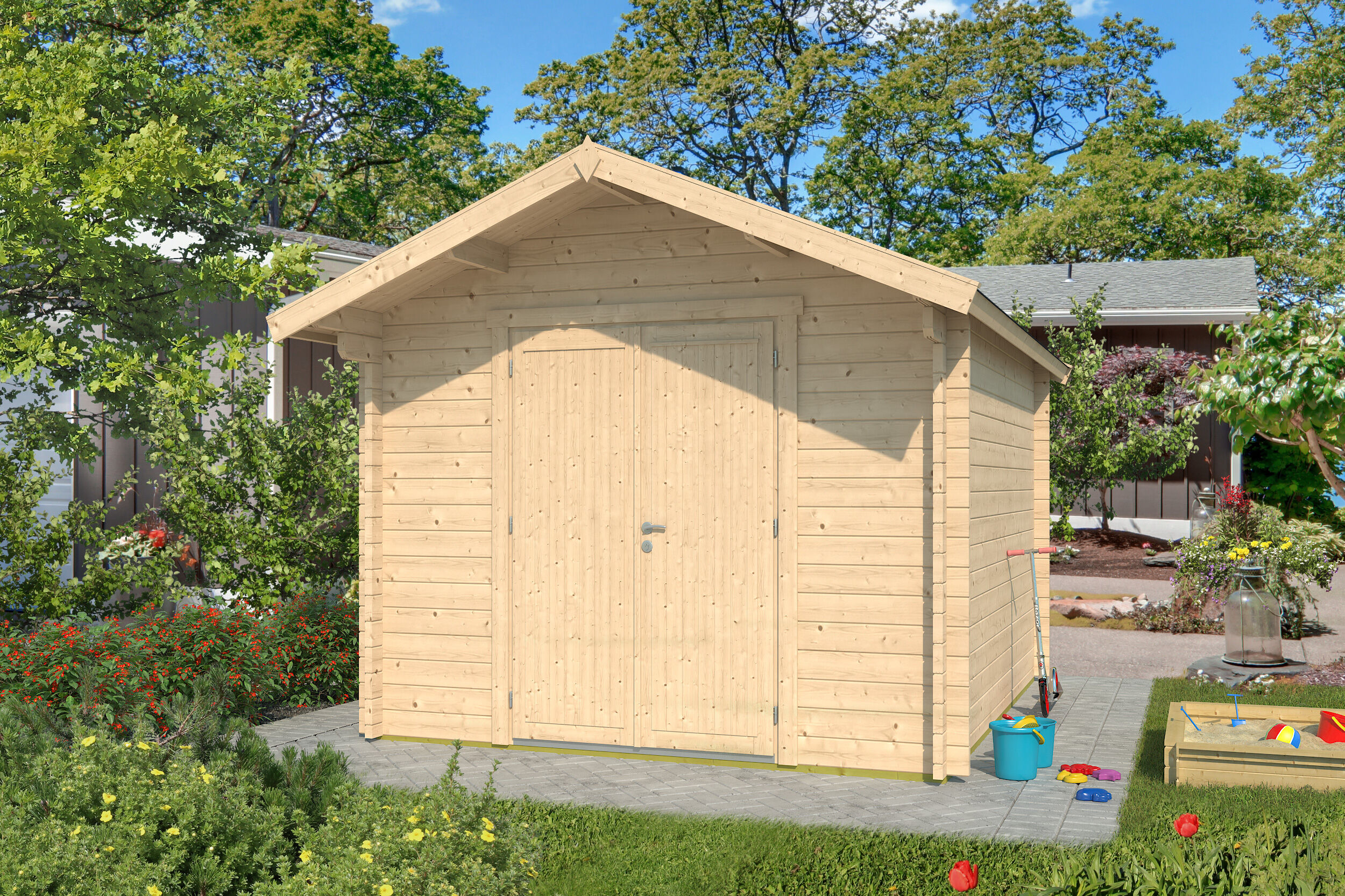 Fjordholz Holzgartenhaus Modell Lexi 44 D Premium | 3x3m