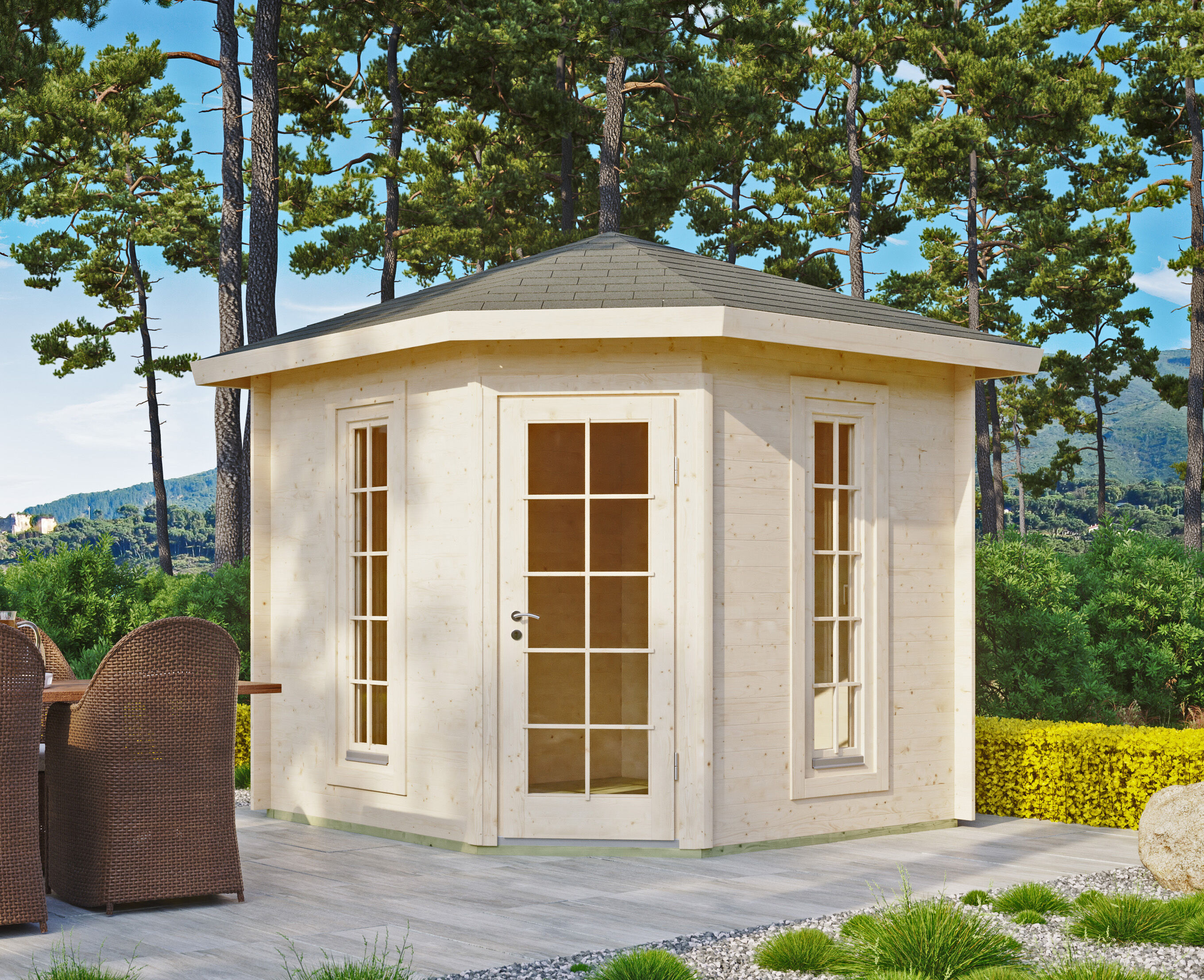 Holzgartenhaus Modell Panta 28 D | 3x3m