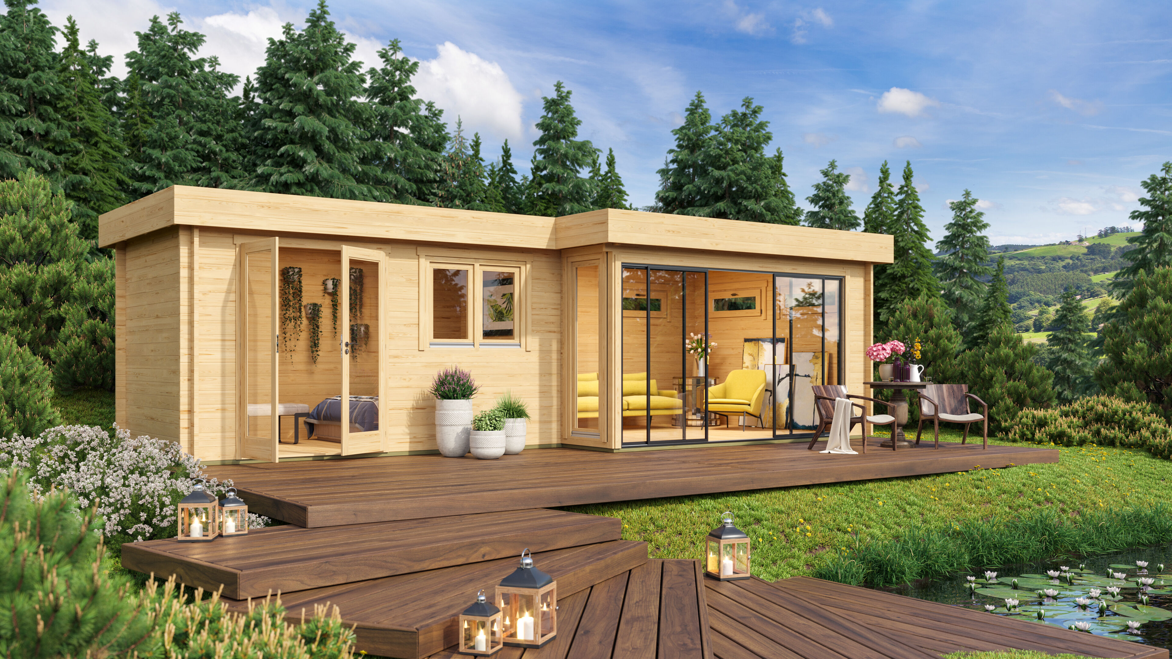Fjordholz Holzgartenhaus  Alu Concept 44 K | 7x4m