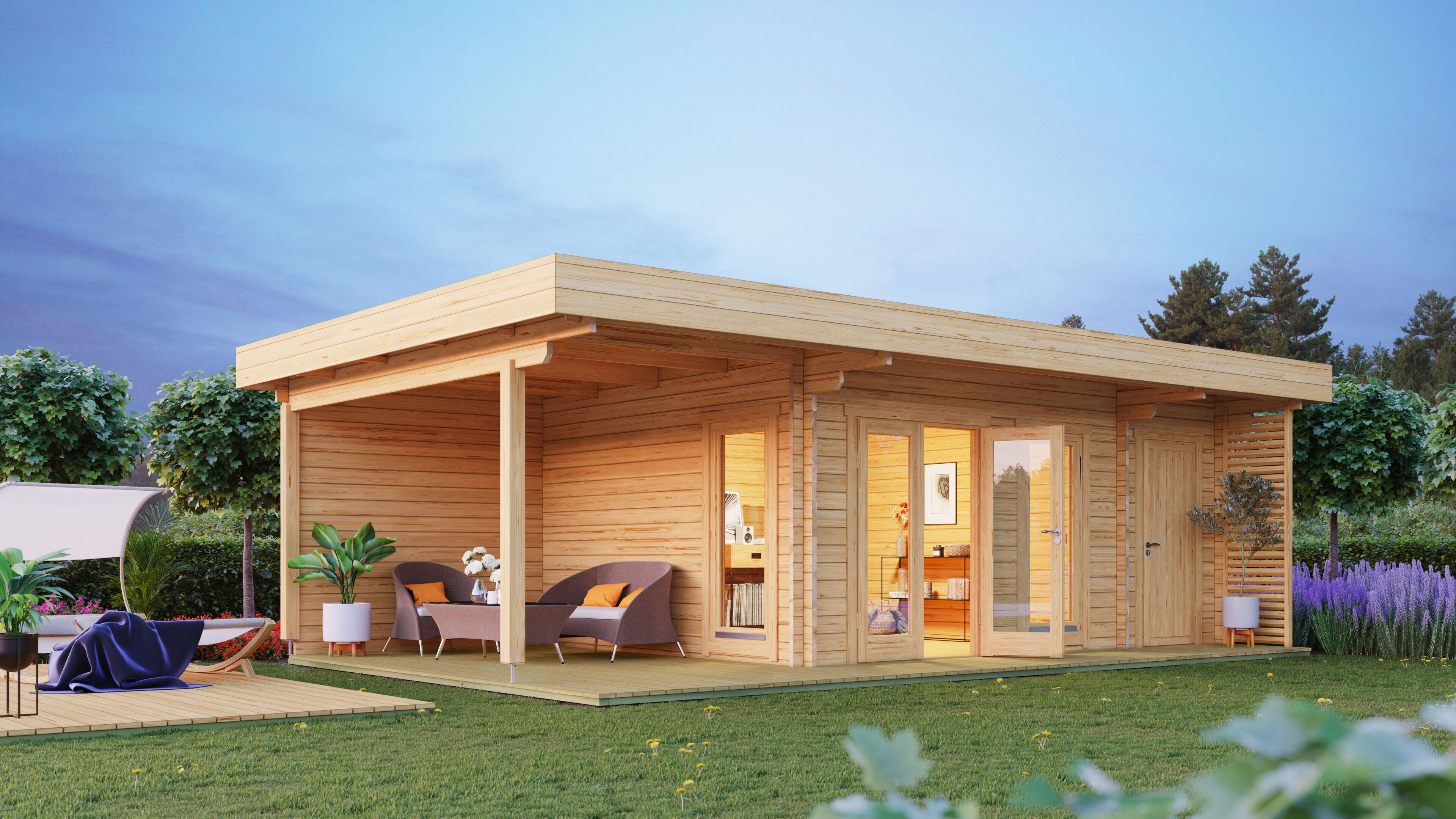 Gartenlounge Modell Petra 44 C mit Anbau | 6x4m