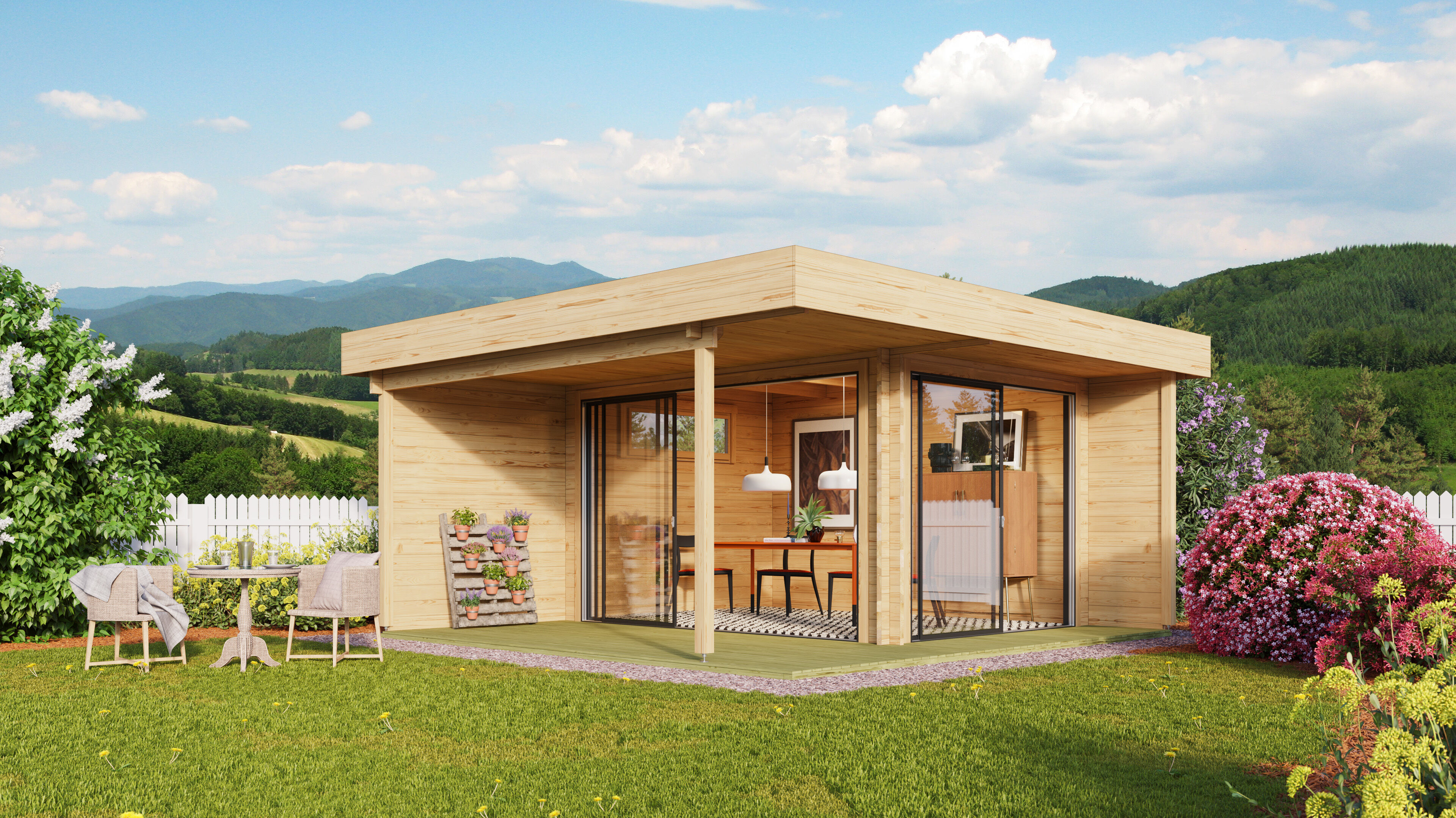 Fjordholz Holzgartenhaus Alu Concept Relax 70 B | 6x4m