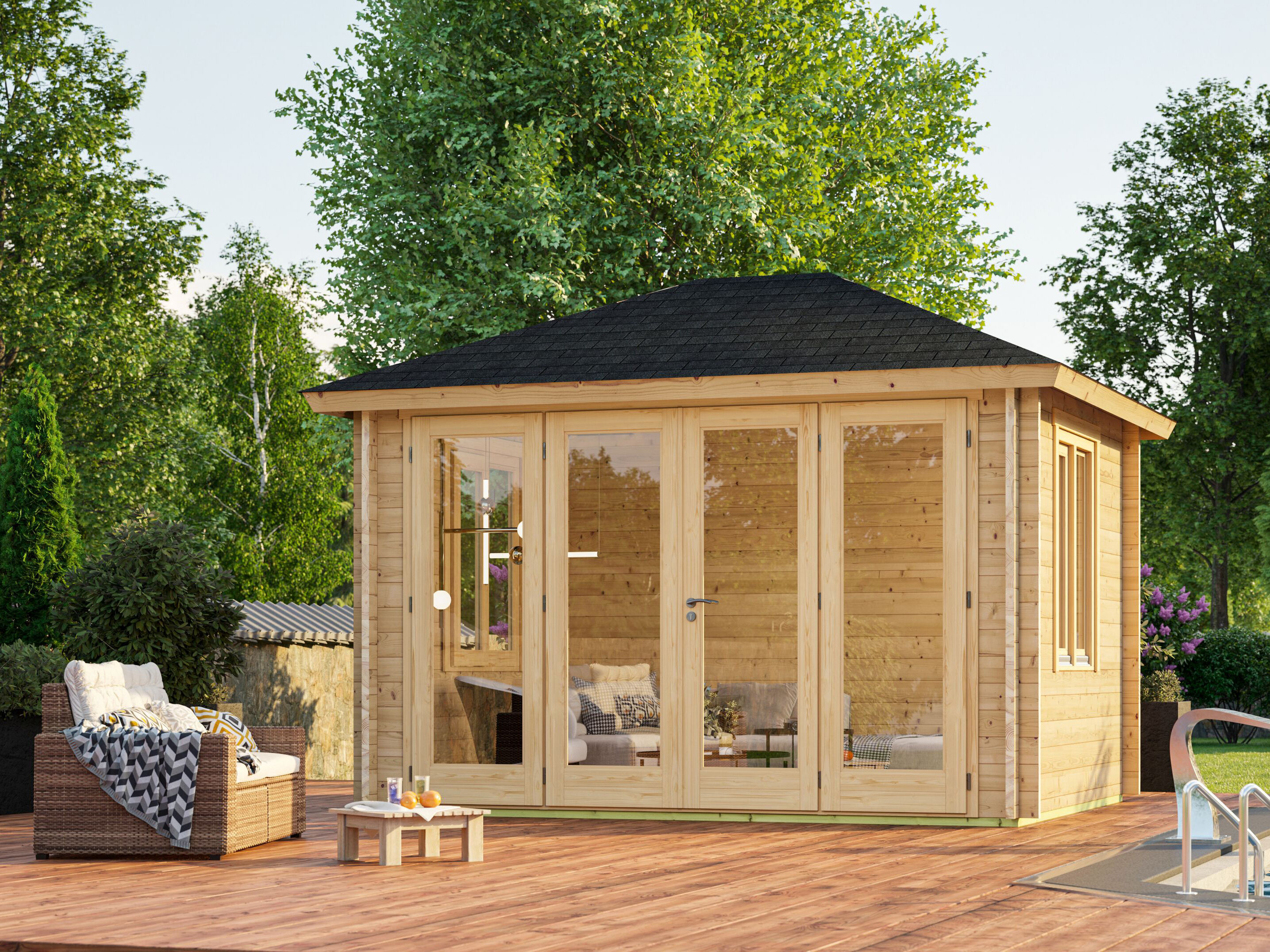 Fjordholz Gartenlounge Modell Kiano 44 F | 4x3m