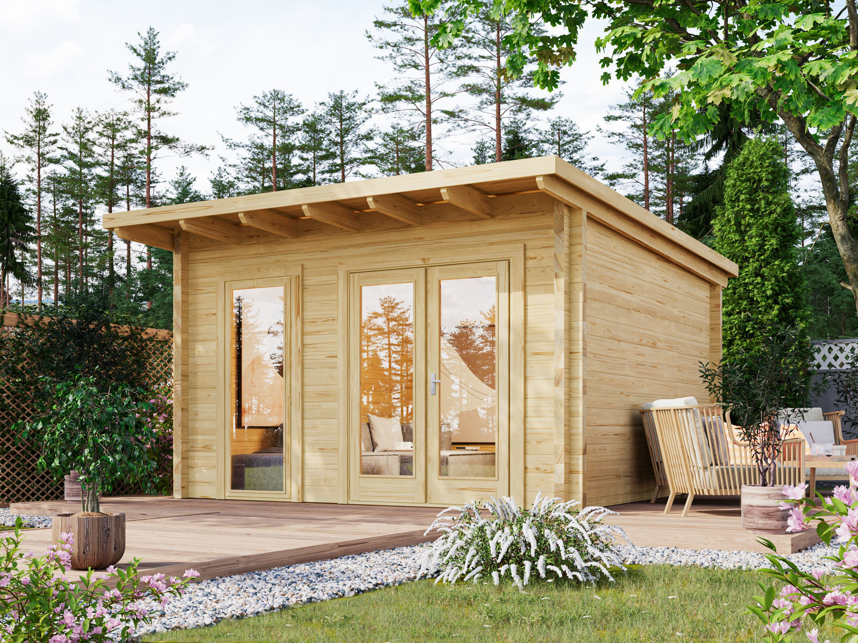 Fjordholz Holzgartenhaus Modell Berlin 70 C Modern | 4x4m