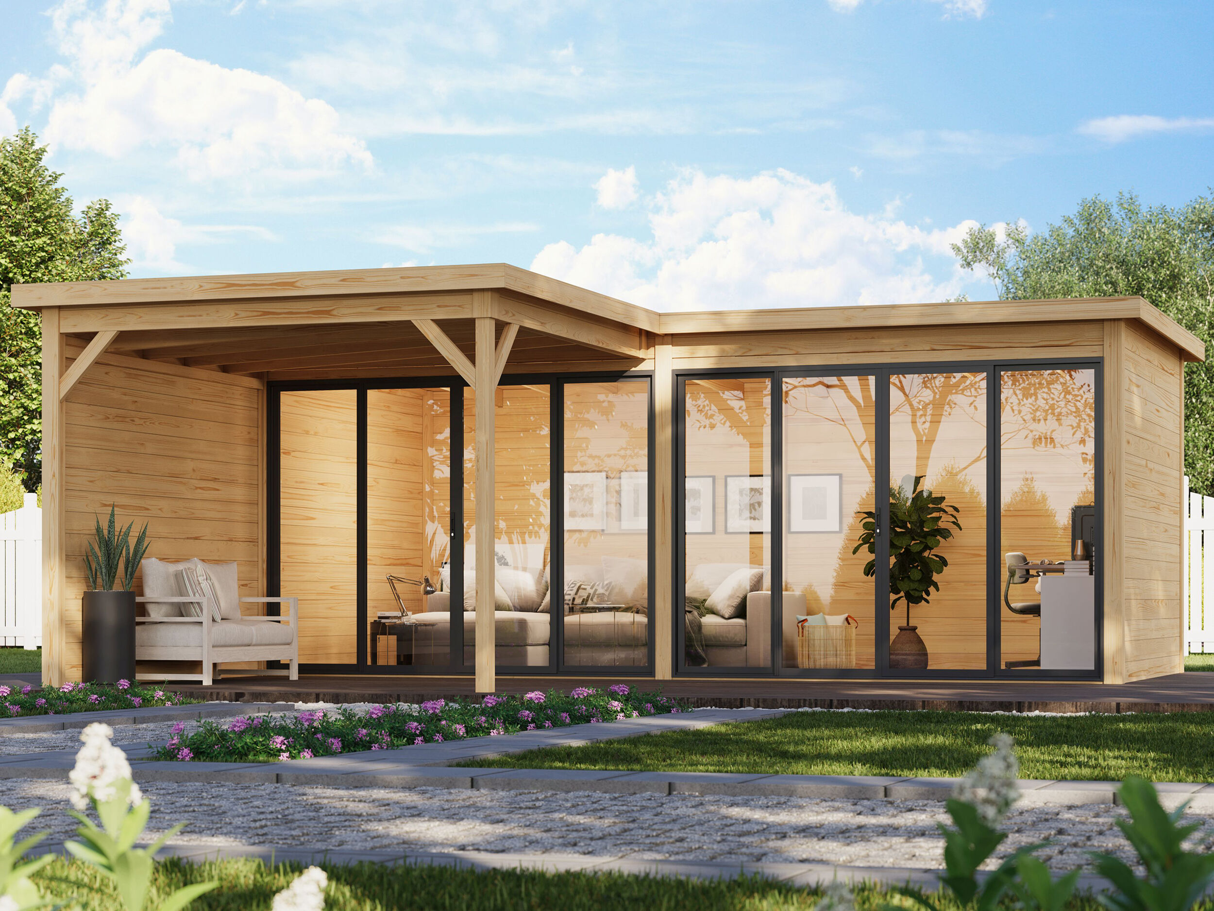 Fjordholz Holzgartenhaus Modell Office IsoSlide 9 VD | 6x3m