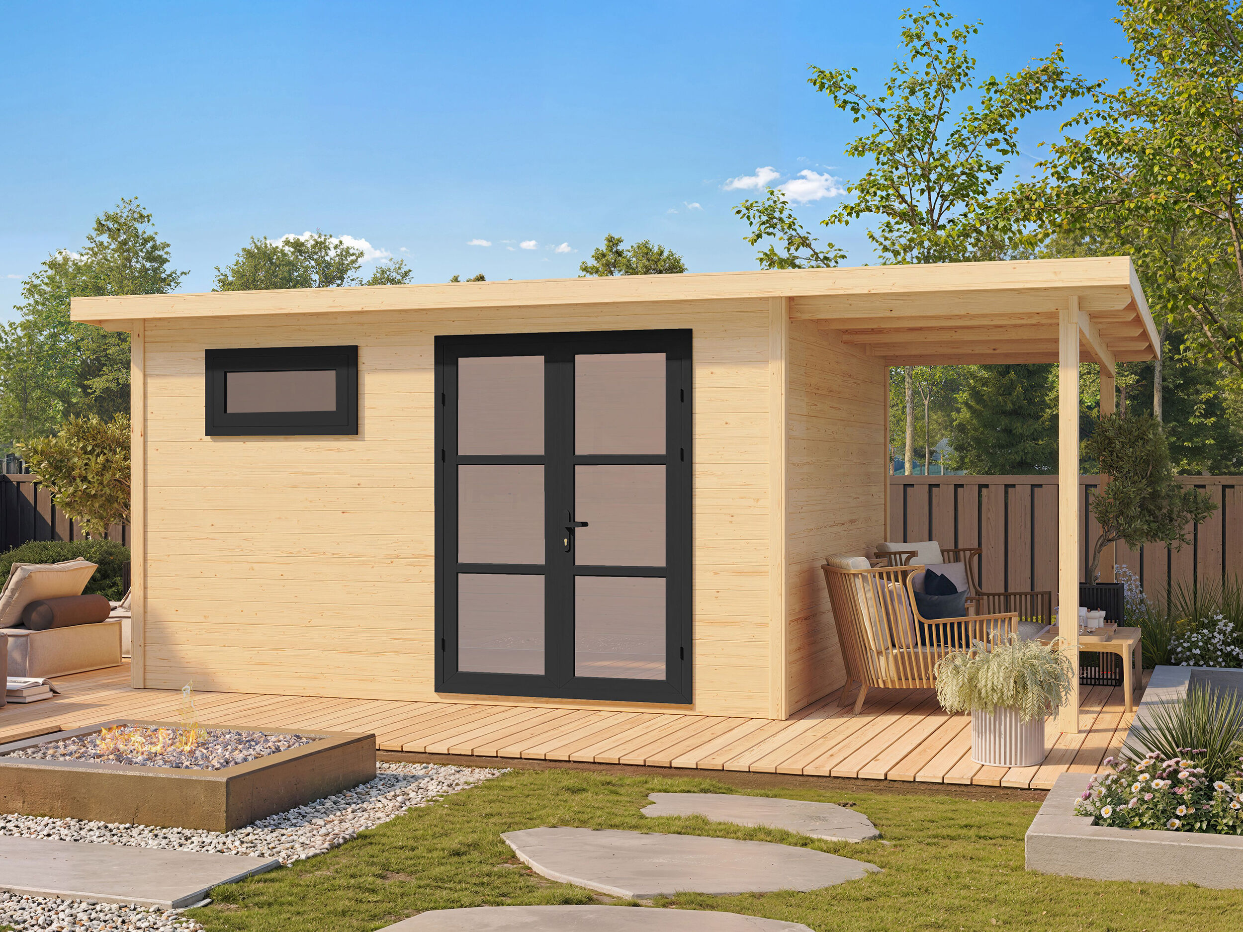 Fjordholz Holzgartenhaus Modell Alu Line 28-E | 4x3m