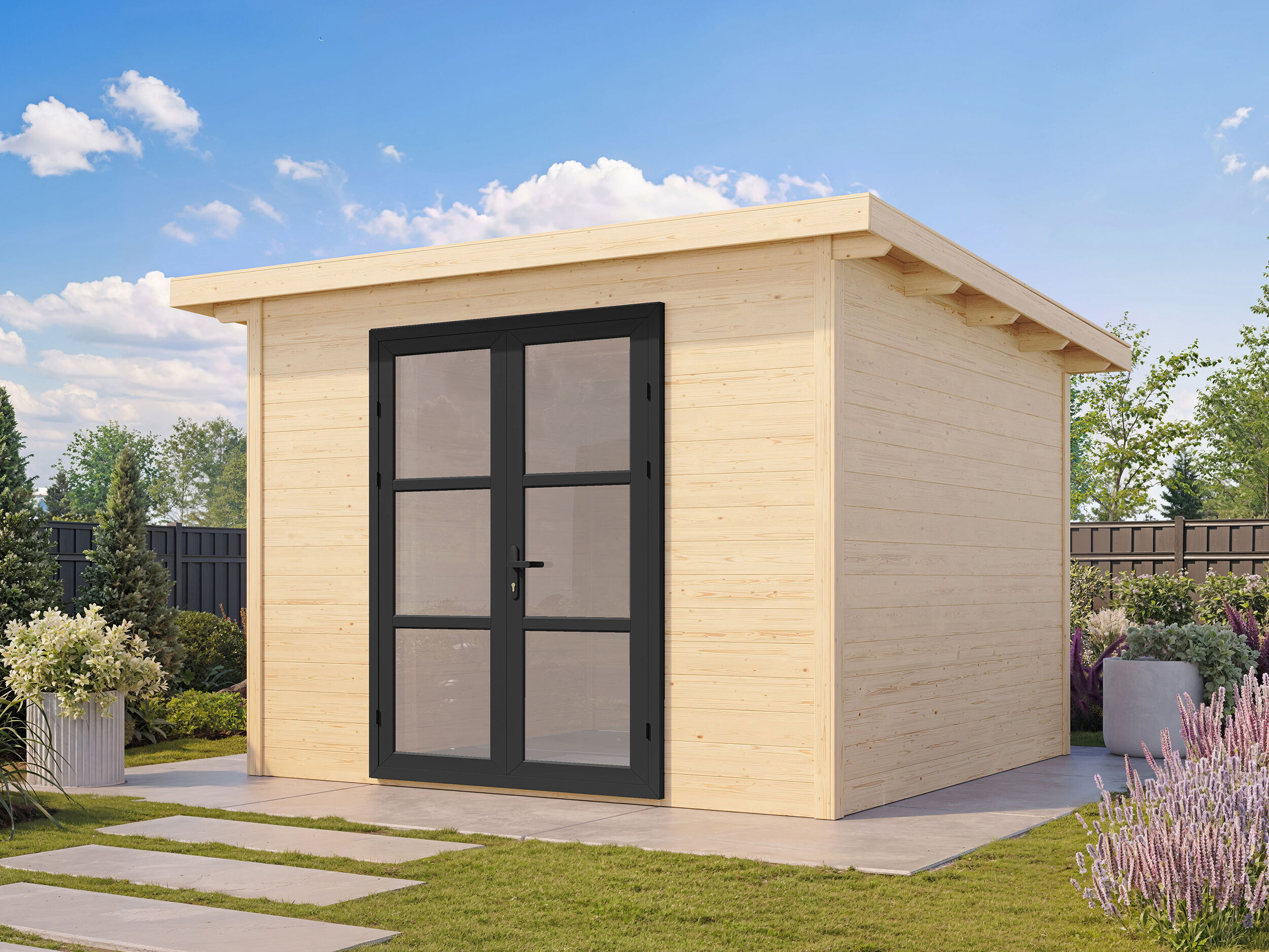 Fjordholz Holzgartenhaus Modell Alu Line 28-A | 3x3m