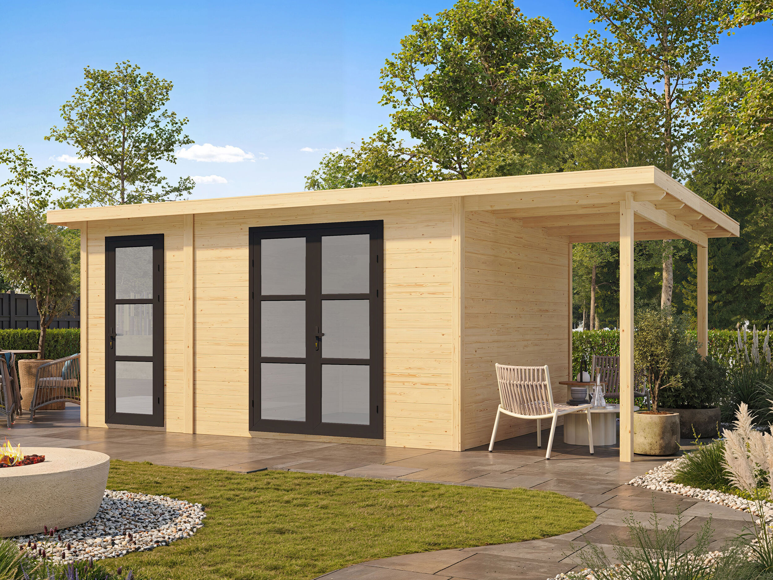 Fjordholz Holzgartenhaus Modell Alu Line 28-G | 4x4m