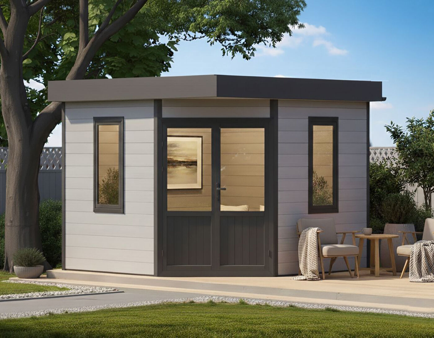 WPC 5-Eck Holzgartenhaus Modell Style Classic | 3x3m