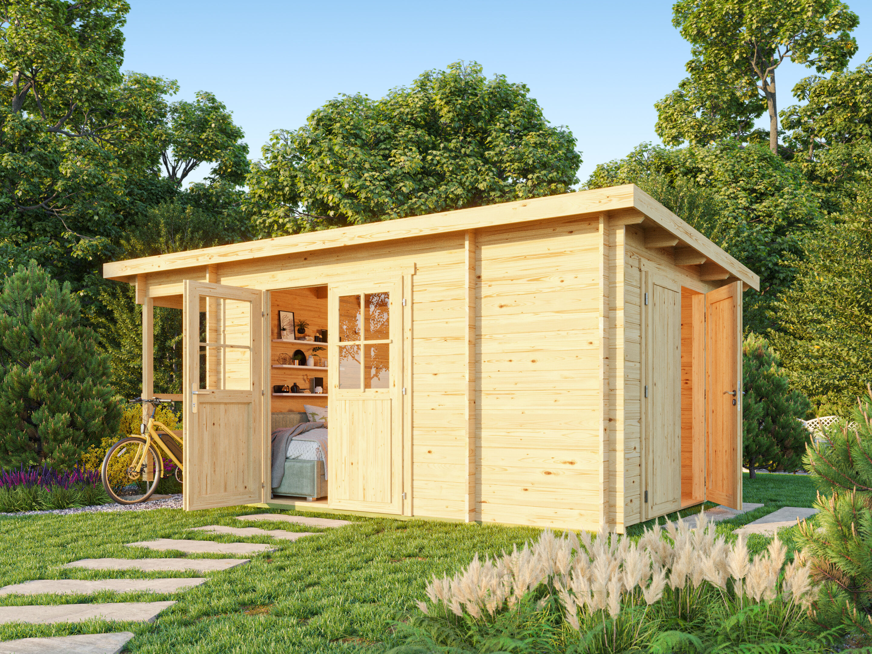 Fjordholz Pultdach Holzgartenhaus Modell Ezra 3K / nat | 4x3m