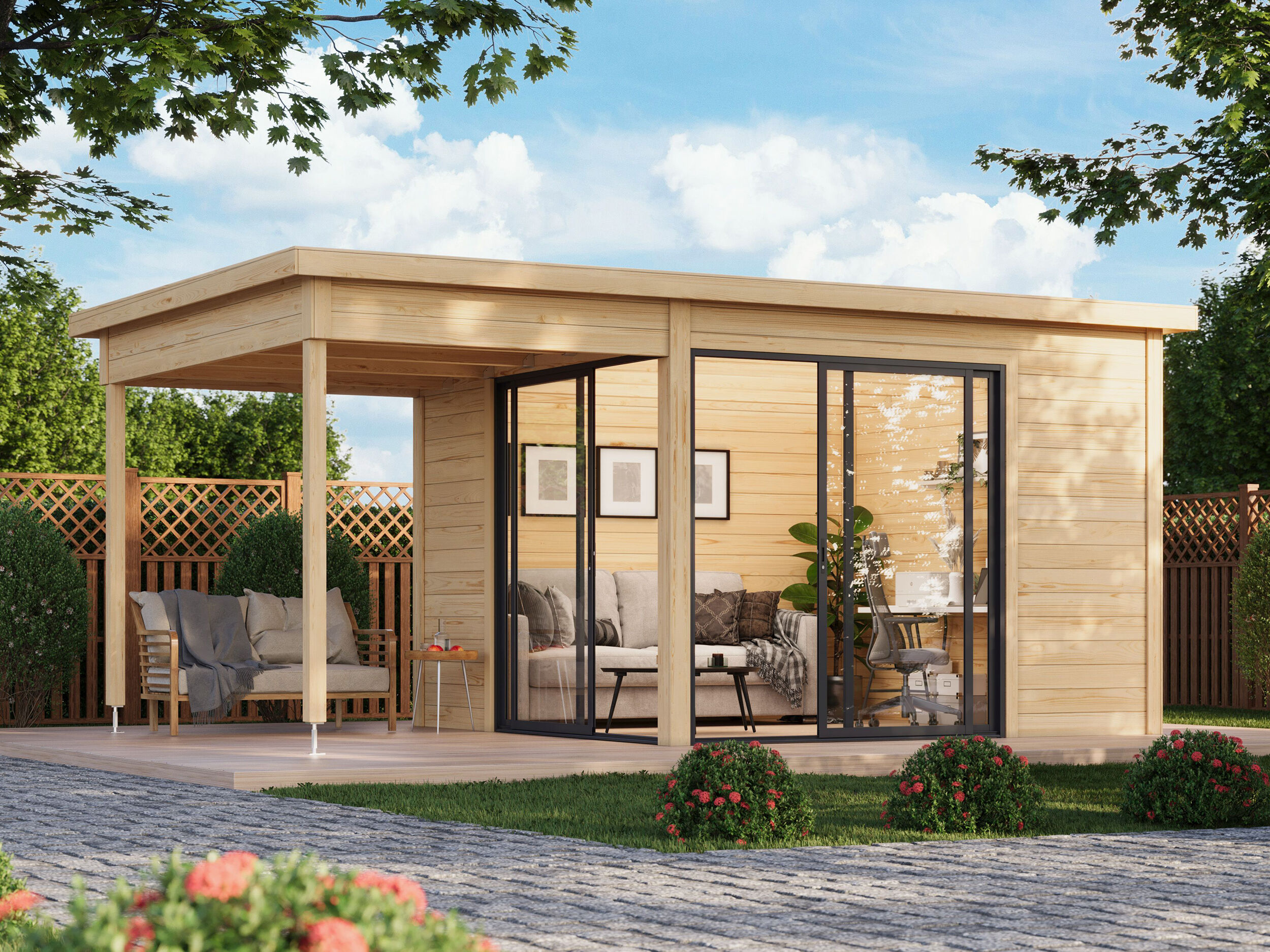 Fjordholz Holzgartenhaus Modell Office IsoSlide 1 SD | 5x3m