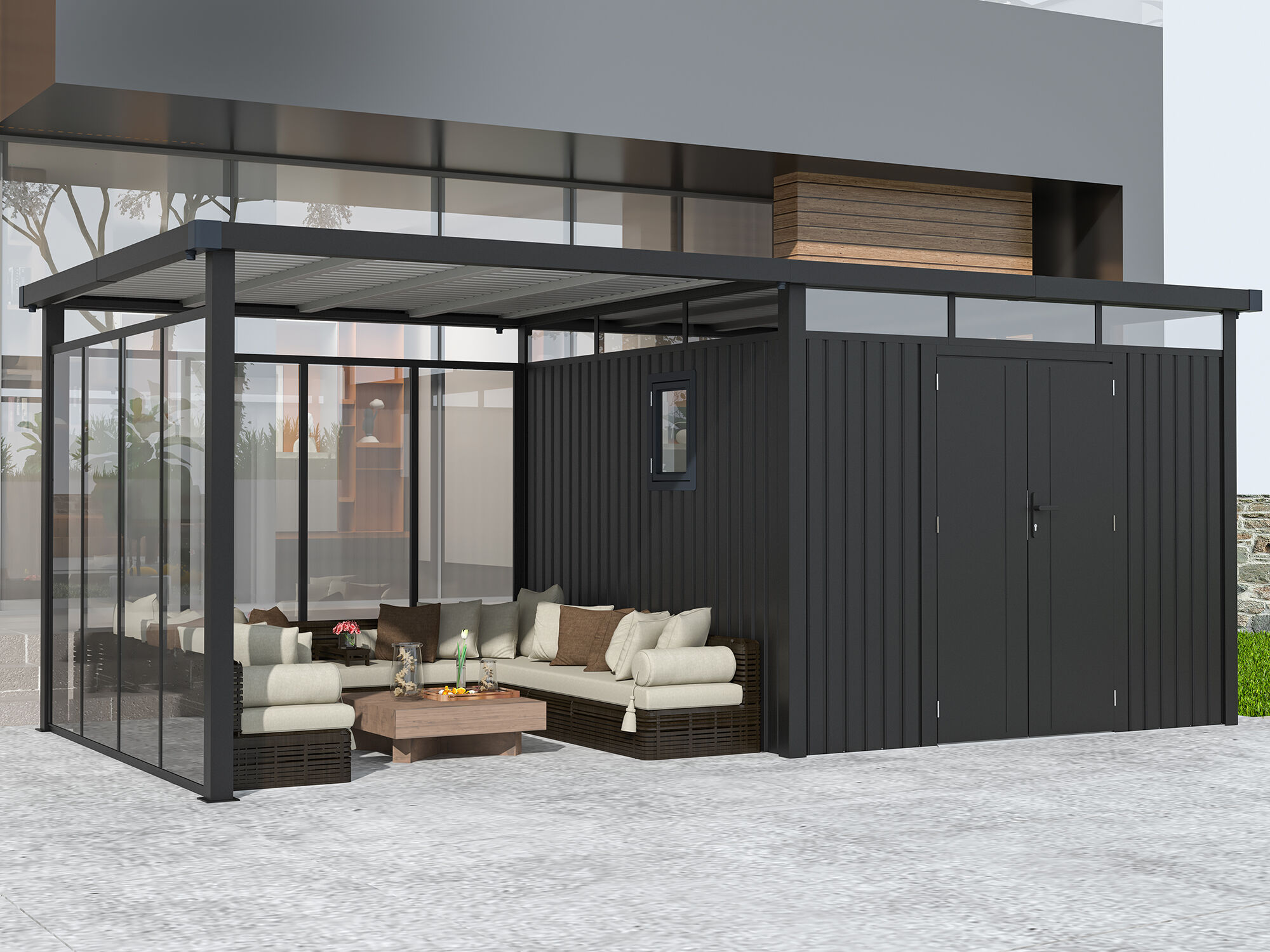 Metall Gerätehaus Modell Style 7,56 m² Spar-Set-5 | 4x3m