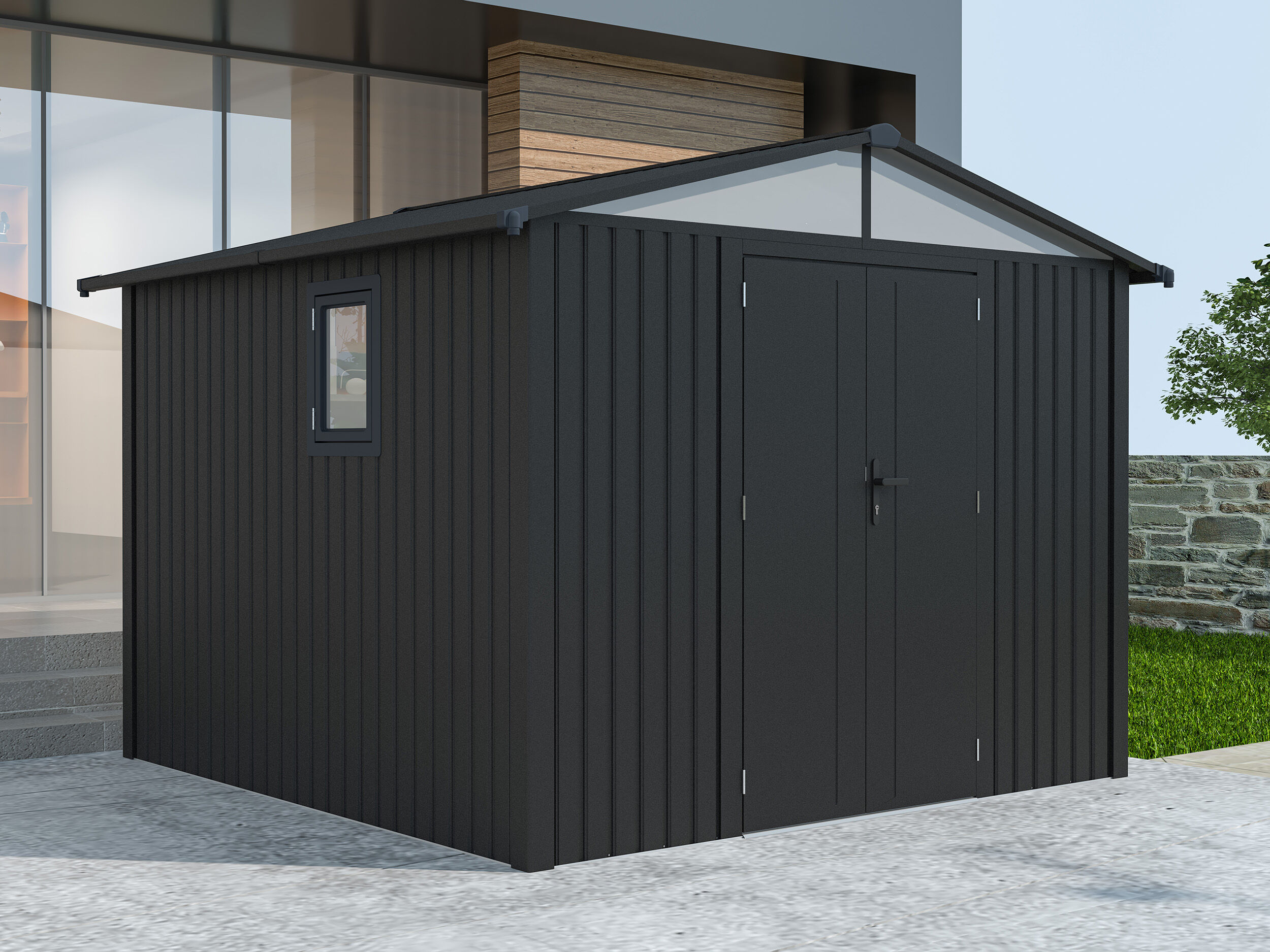 Metall Gerätehaus Modell Trend 7,56 m² Anthrazit | 3x2m