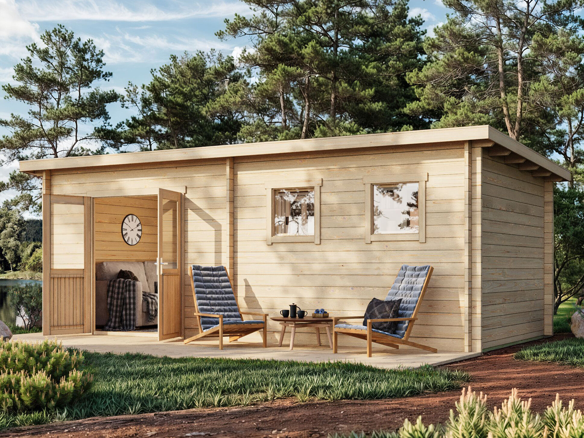 Fjordholz Pultdach Holzgartenhaus Modell Ezra 6D | 6x3m