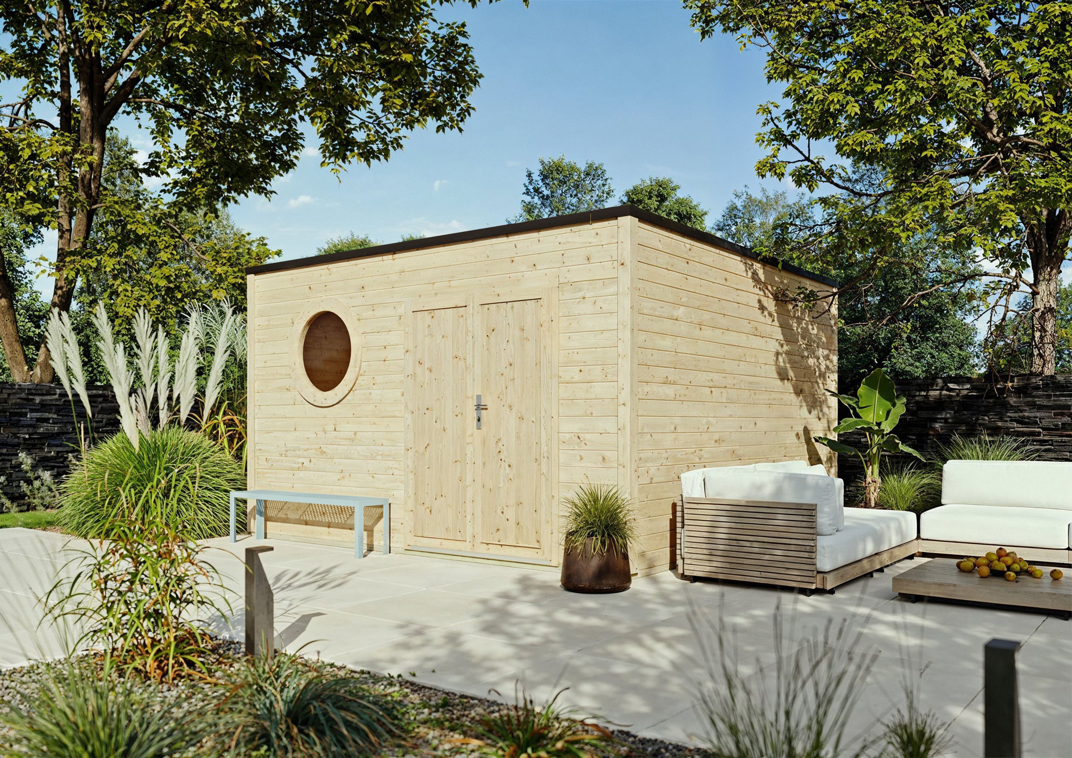 Fjordholz Holzgartenhaus Modell Rondo 40 D | 4x4m