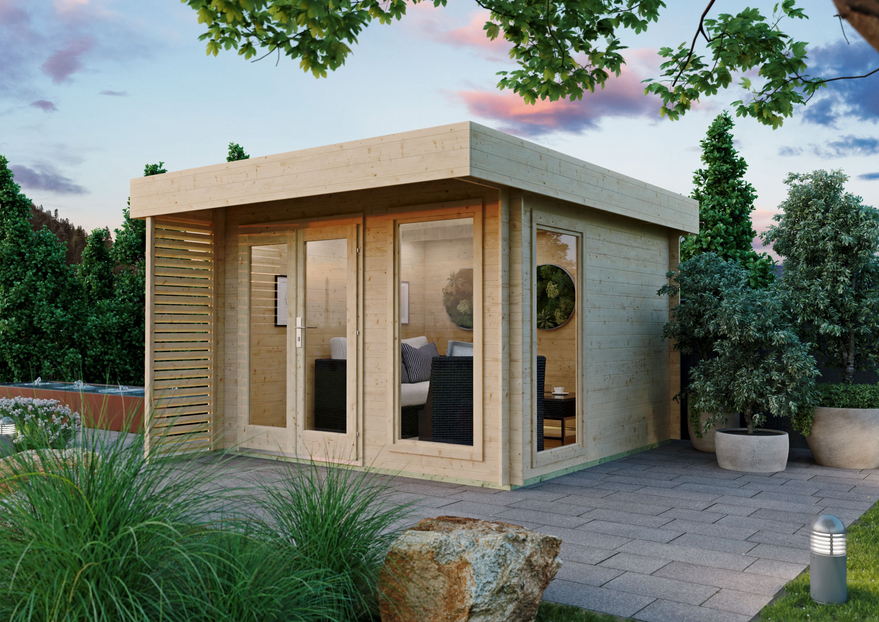Fjordholz Flachdach Holzgartenhaus Modell Pina 28 | 3x3m