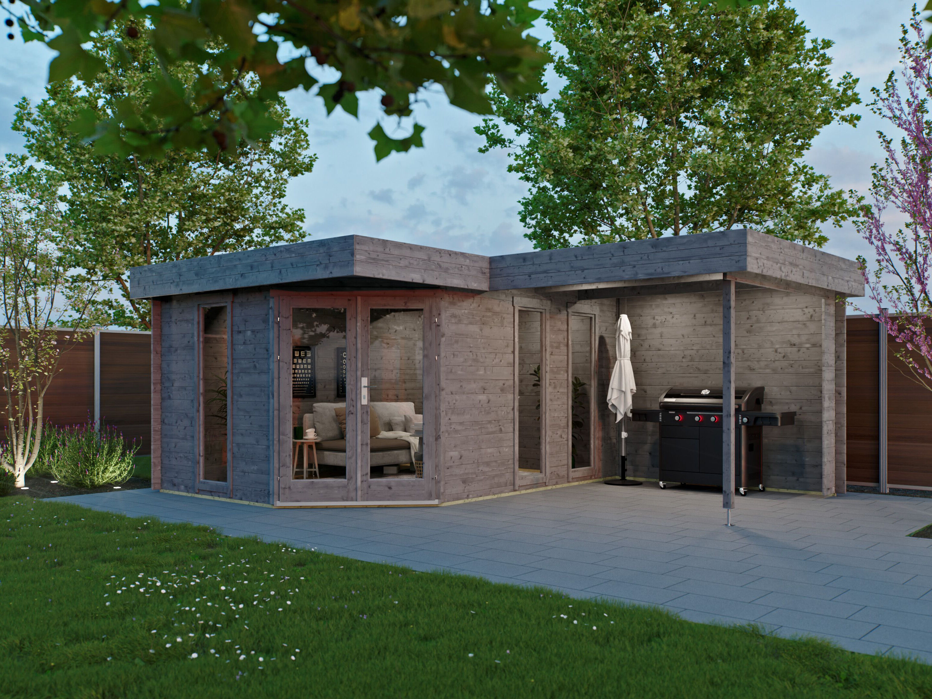 Fjordholz 5-Eck Holzgartenhaus Modell Miro 28 | 6x5m