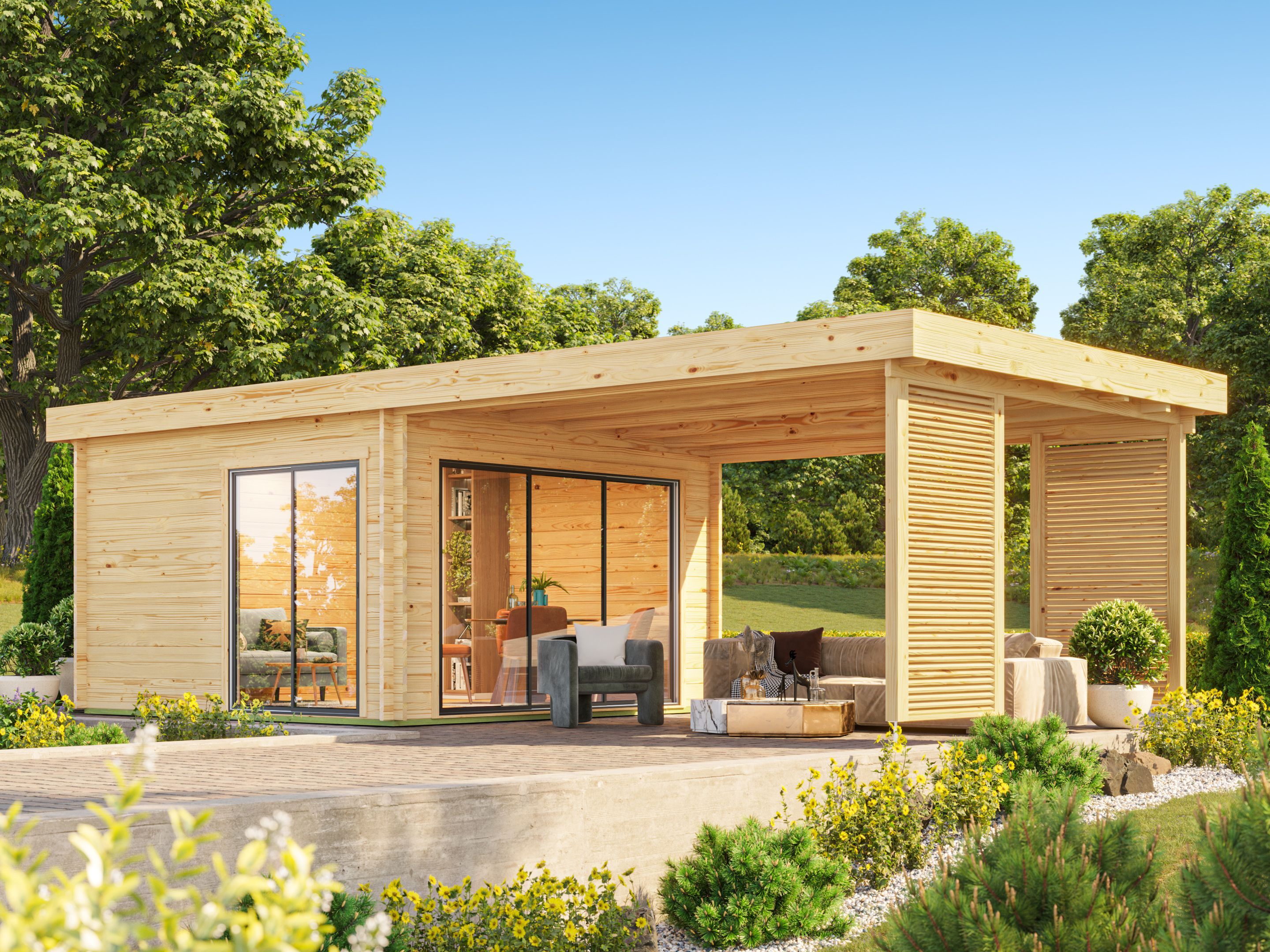 Fjordholz Gartenlounge Modell Carlise 44 Alu | 8x4m