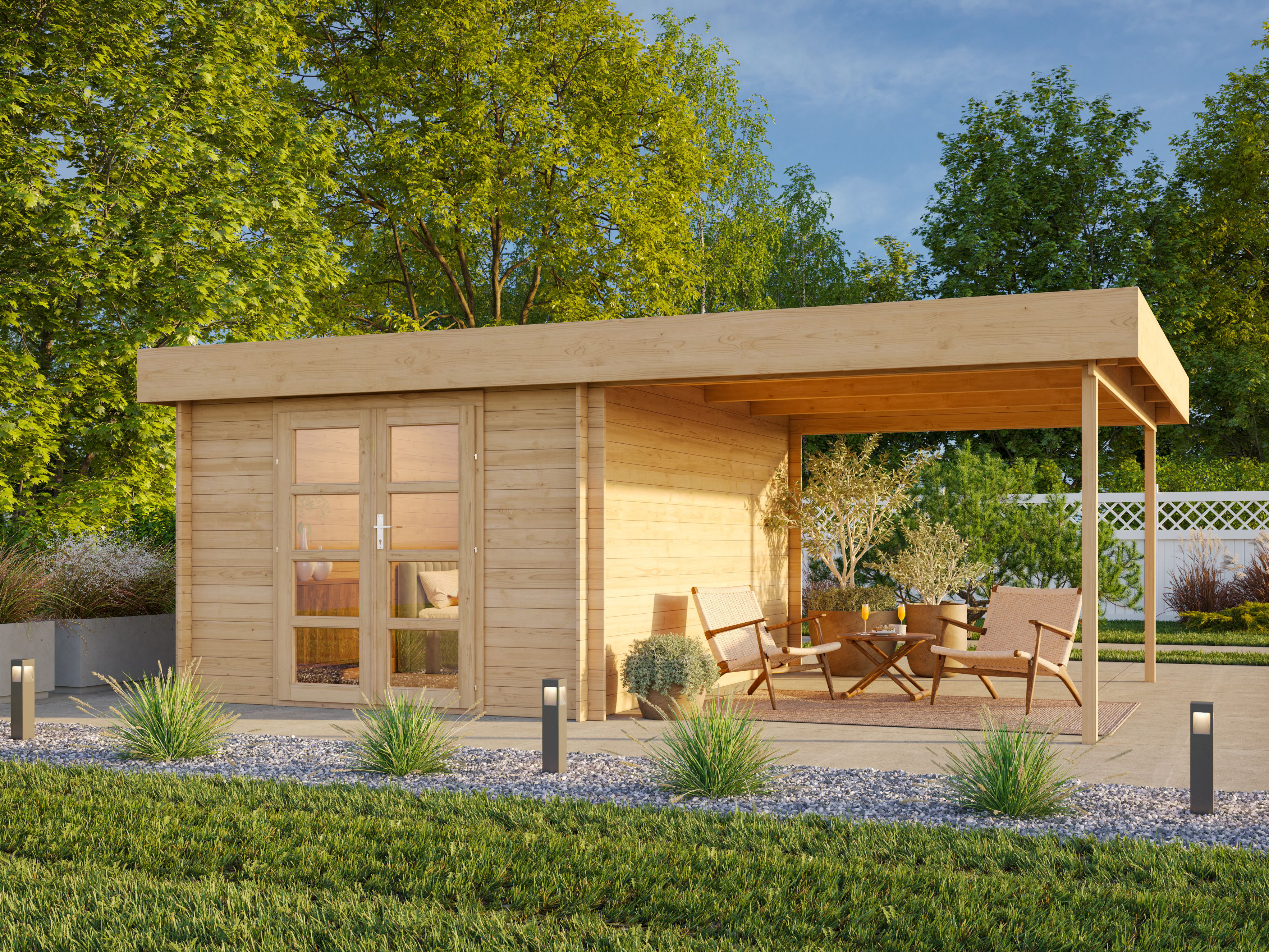 Fjordholz Flachdach Holzgartenhaus Modell Felix 28 | 6x3m