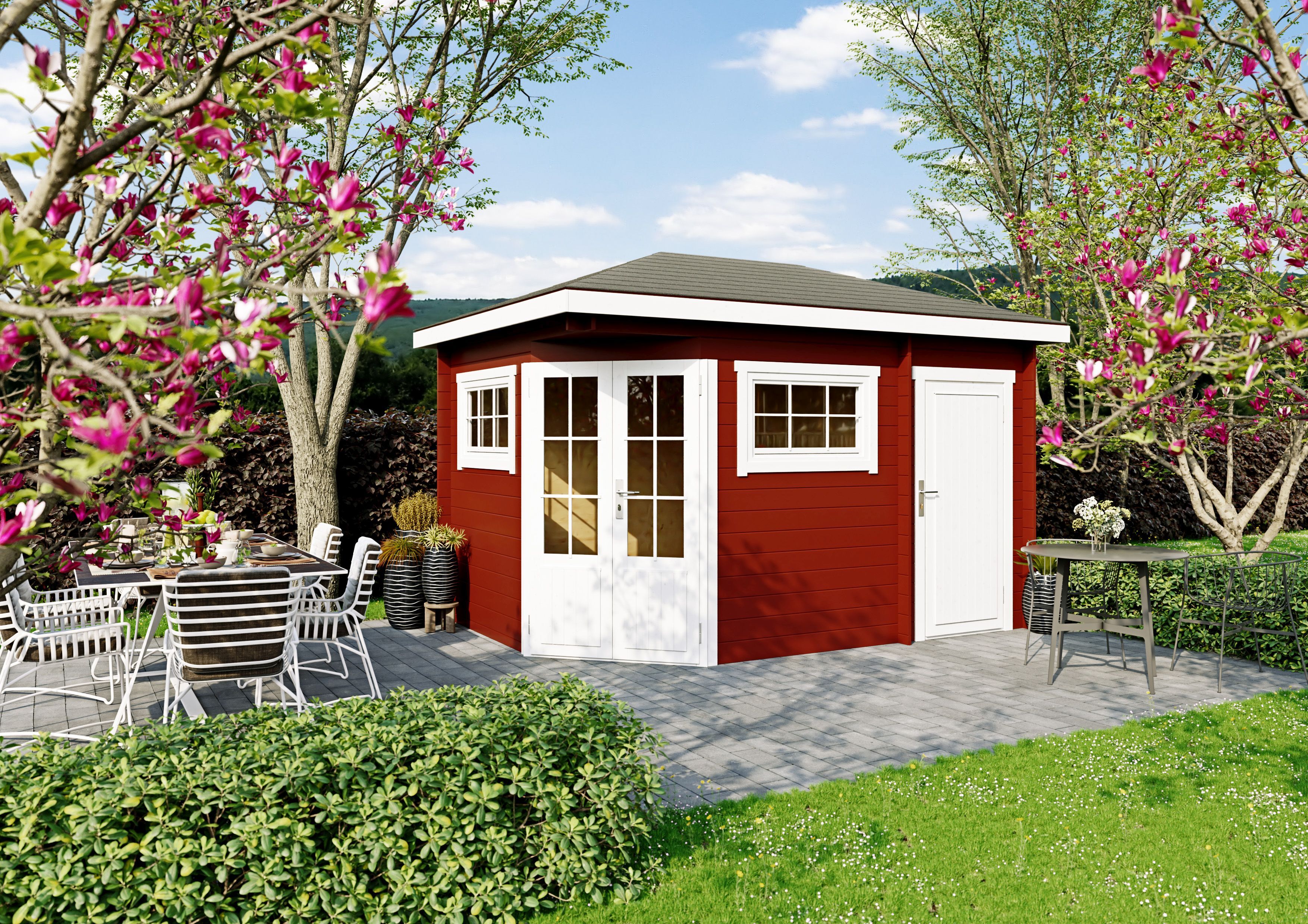 Fjordholz 5-Eck Holzgartenhaus Modell Evelyn 2D | 4x4m