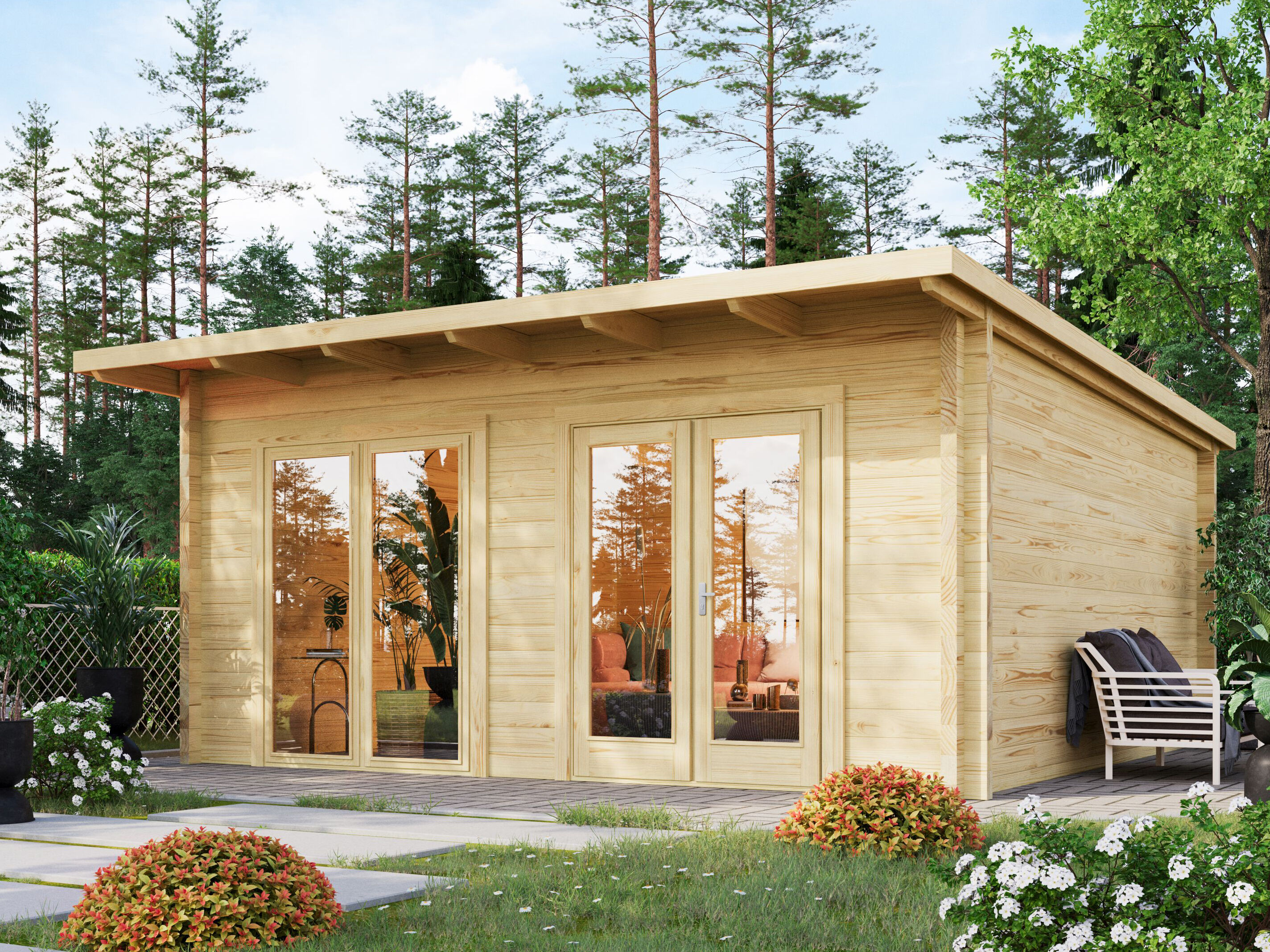 Fjordholz Holzgartenhaus Modell Berlin 70 D Modern mit | 6x5m