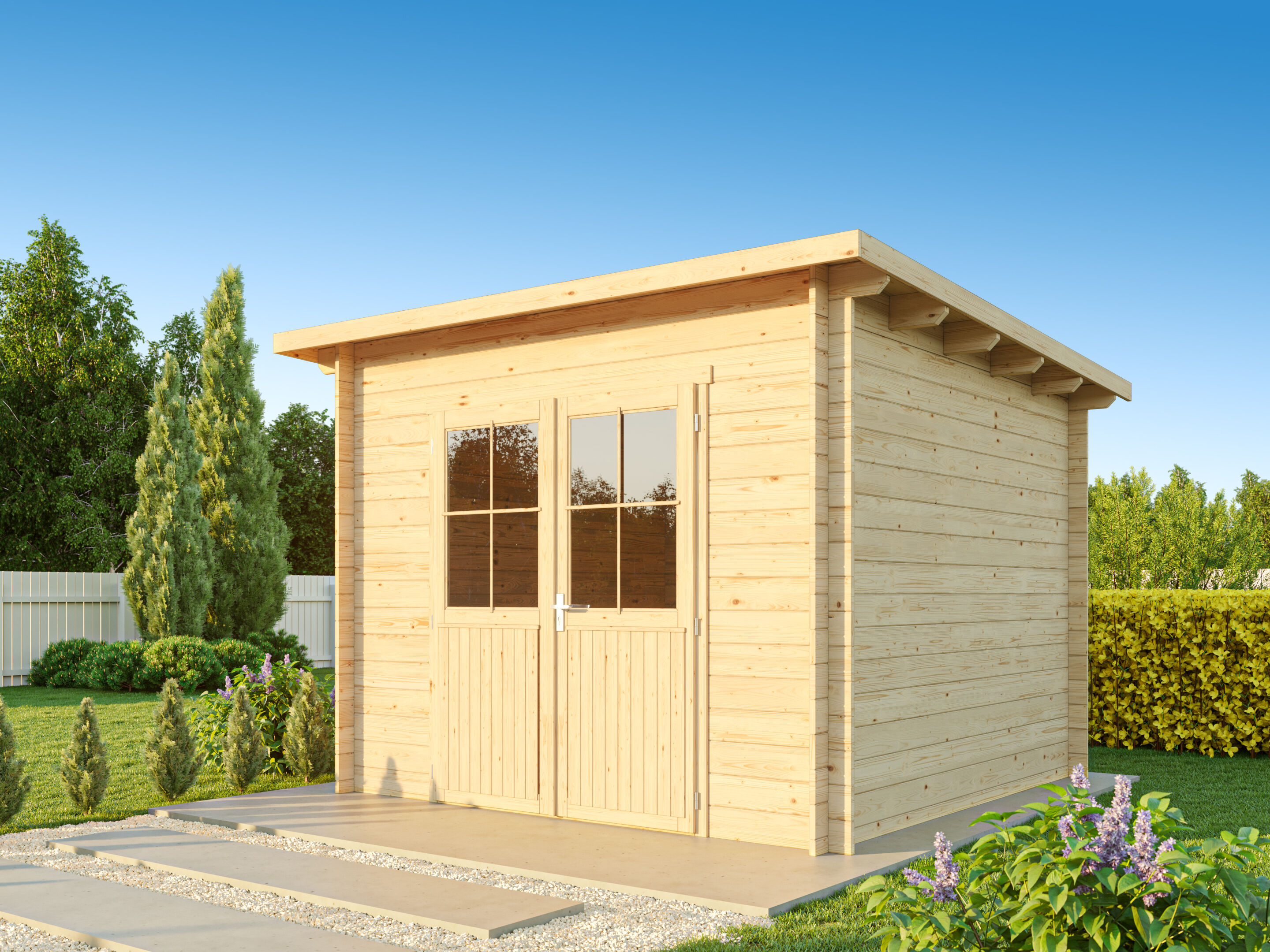 Fjordholz Pultdach Holzgartenhaus Modell Ezra 3D | 3x3m