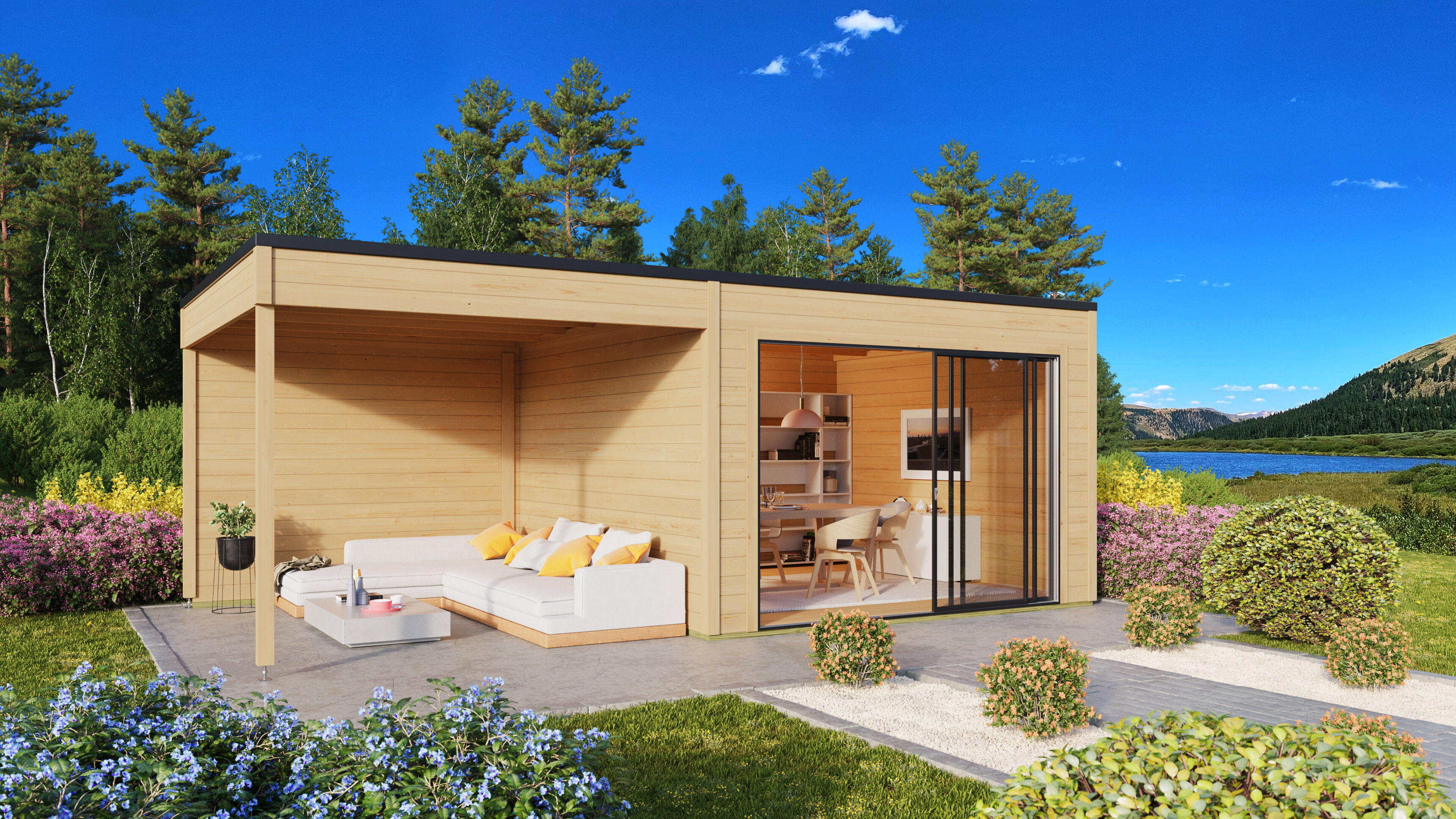 Fjordholz Holzgartenhaus Modell Q-BIC Alu 70 A + SD | 6x4m
