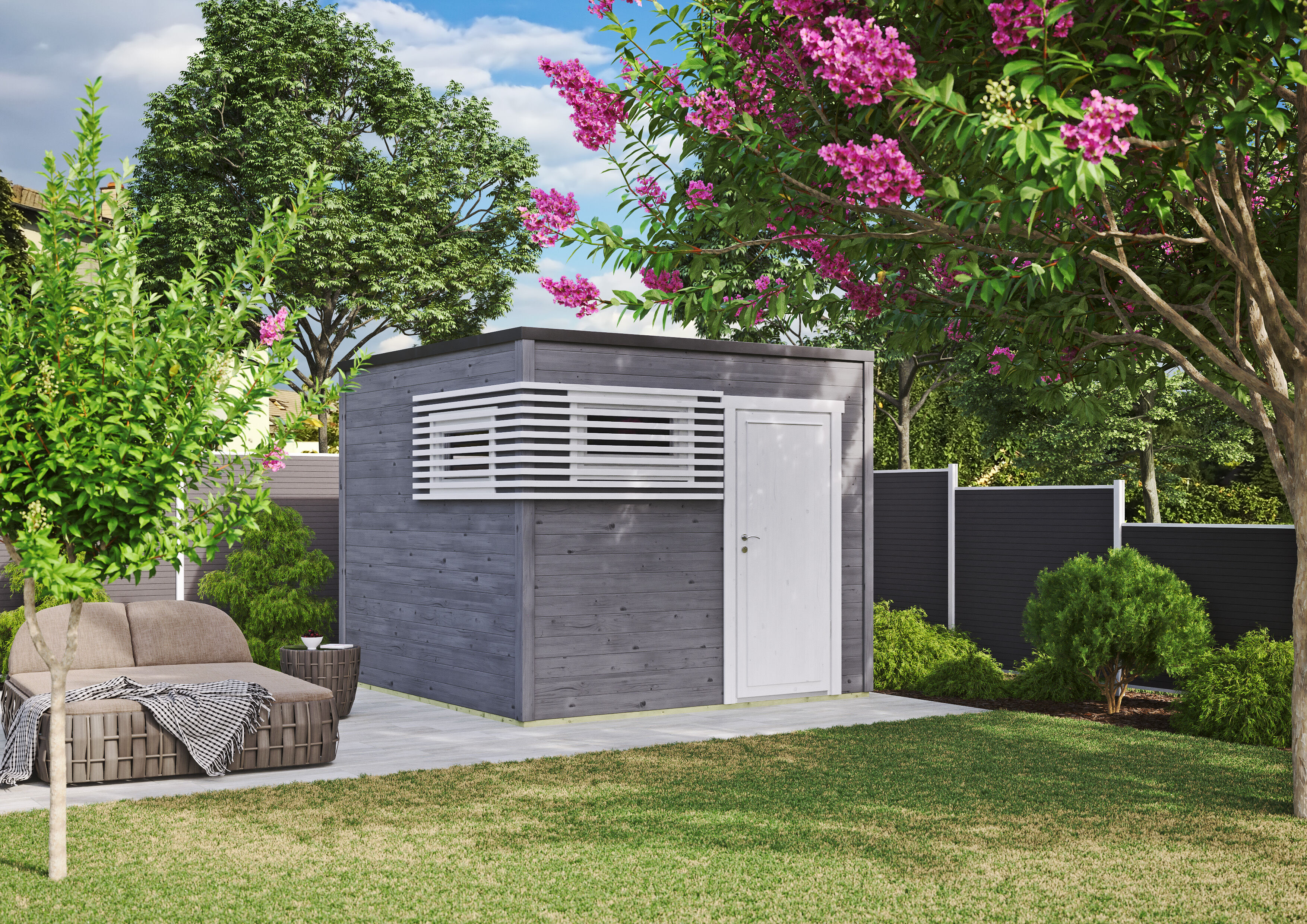 Fjordholz Holzgartenhaus Modell Q-BIC Modern 44 A | 3x3m
