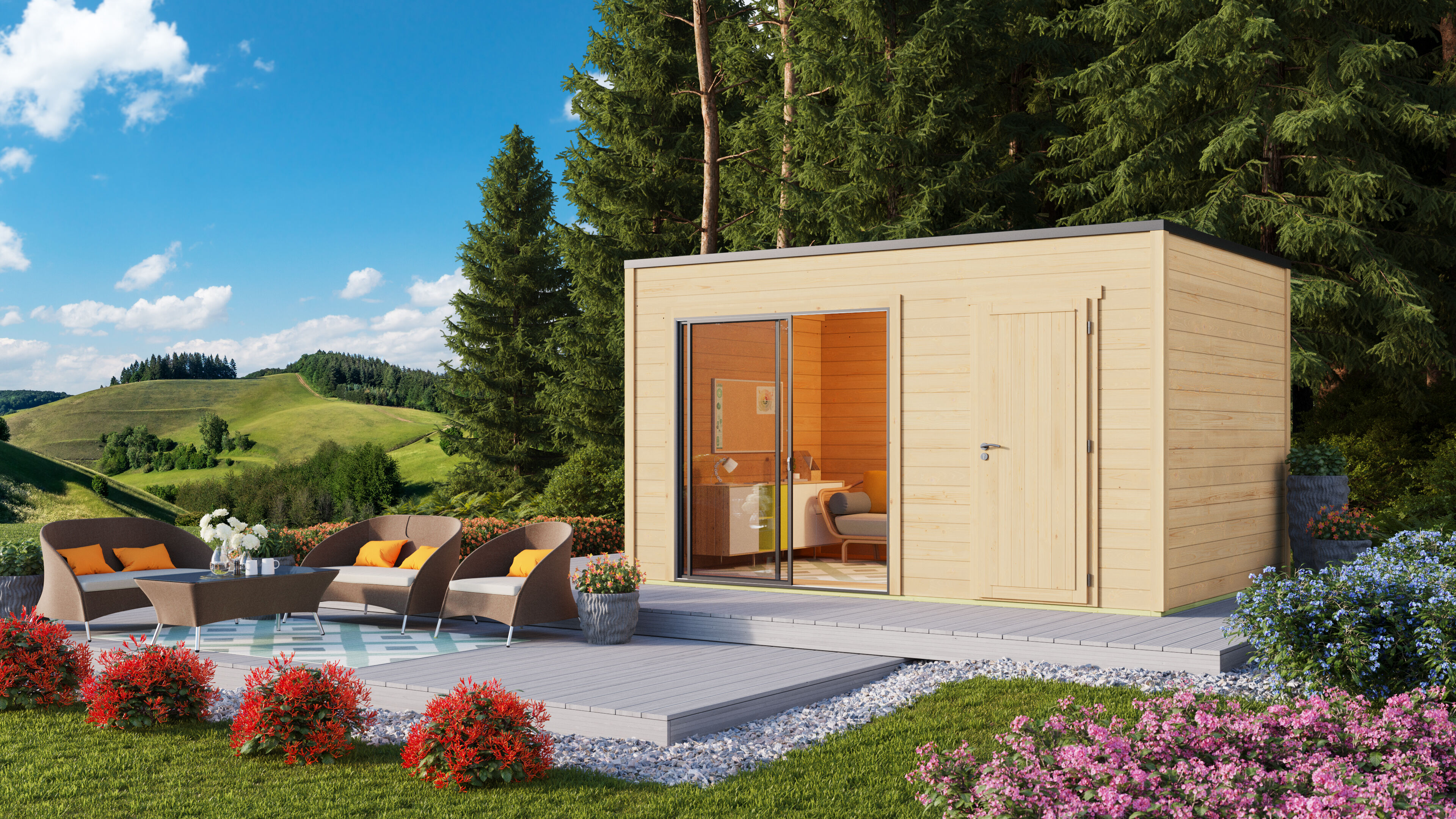 Fjordholz Holzgartenhaus Modell Q-BIC Alu 70 I | 4x3m