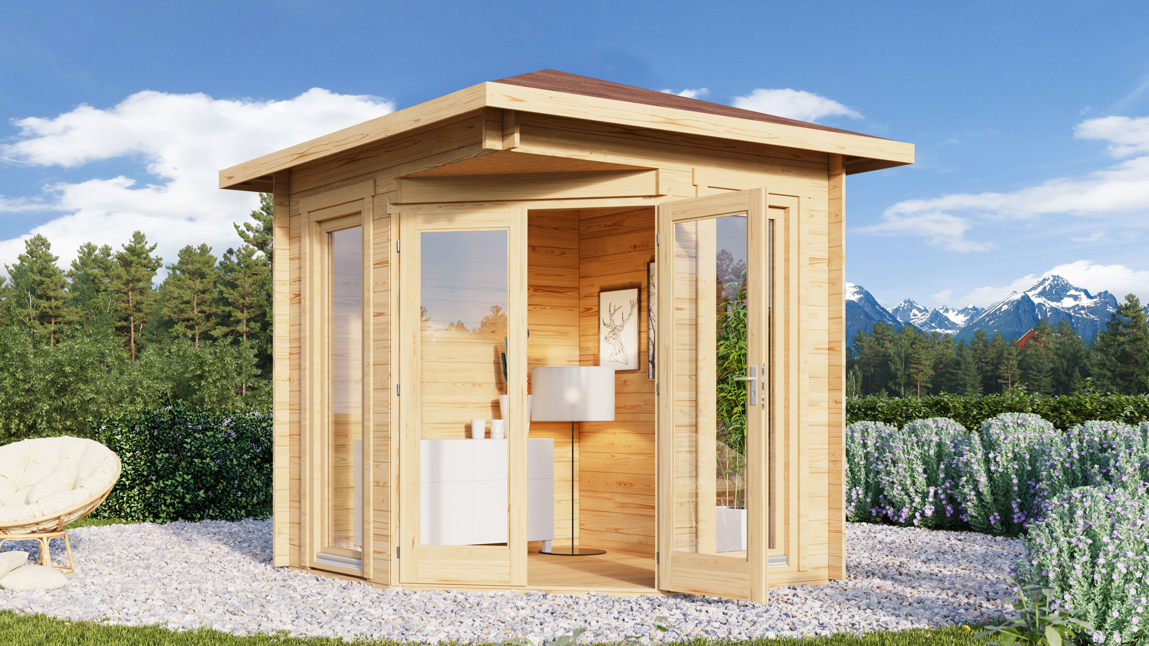 Fjordholz Holzgartenhaus Modell Nina 44 D | 3x3m